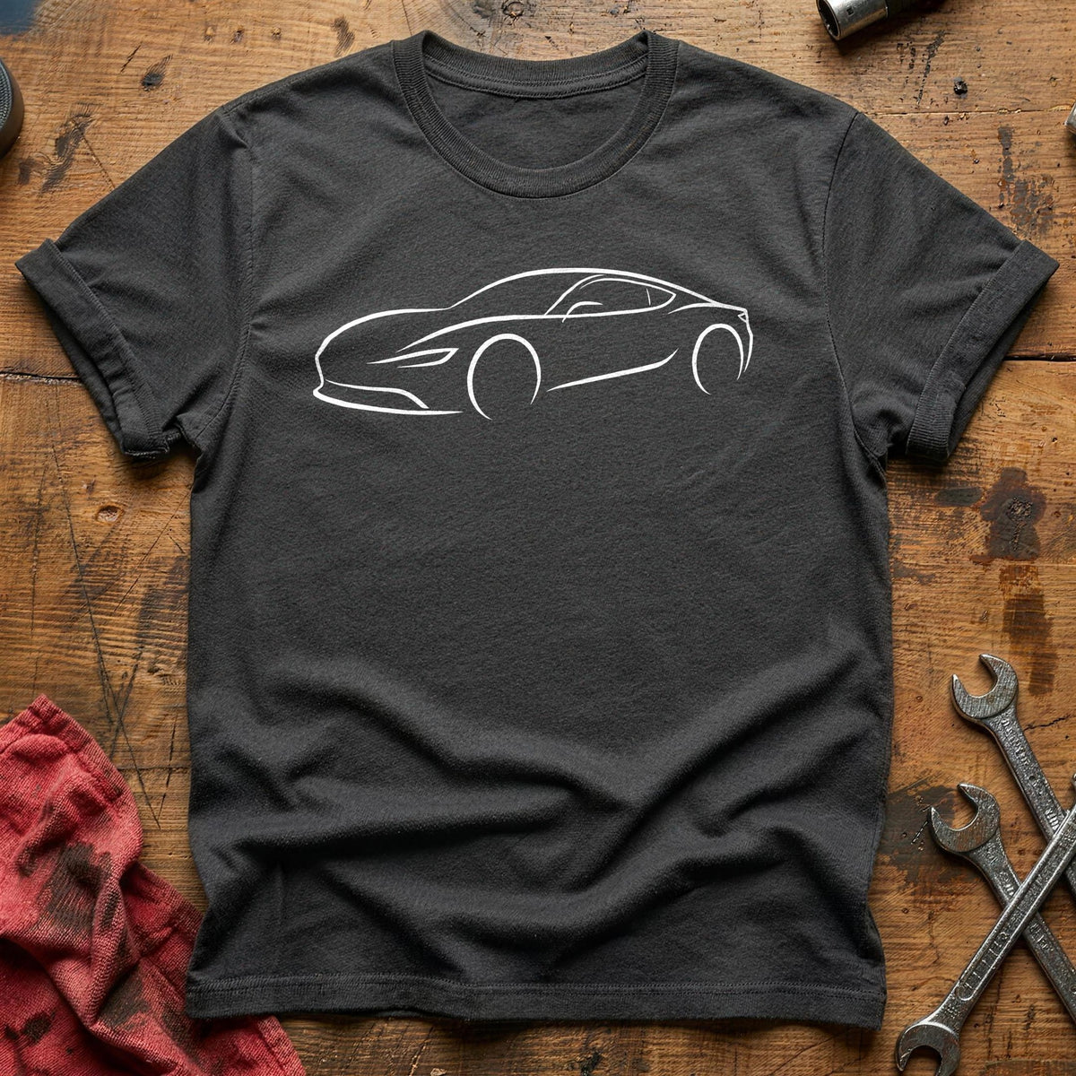 Line Art Sports Car 42 T-Shirt - Charcoal