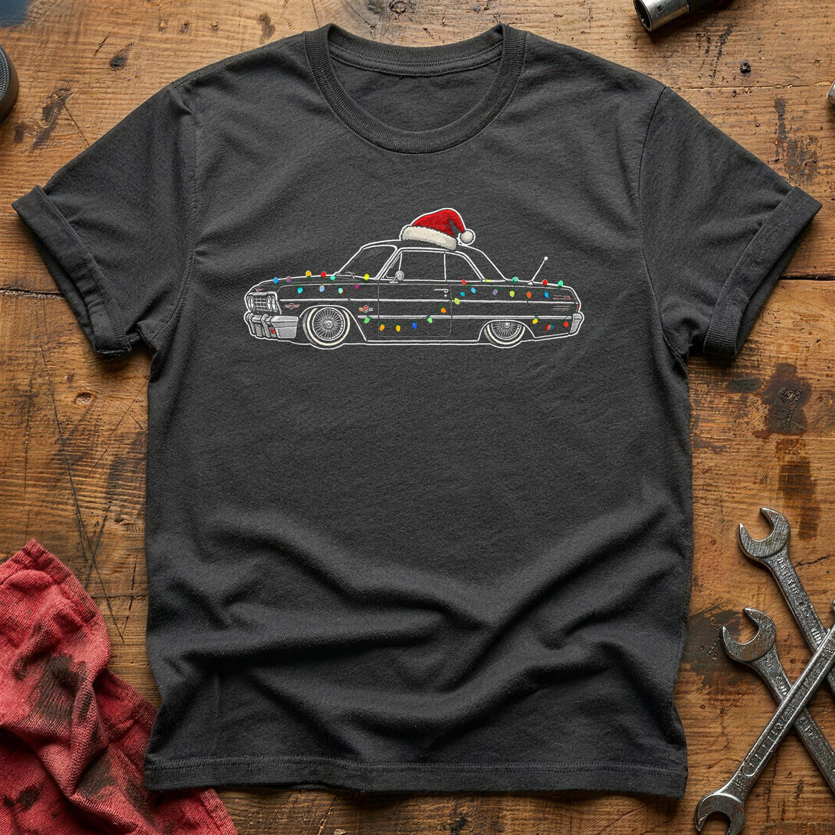 Lowrider Christmas Lights 75 T-Shirt - Charcoal