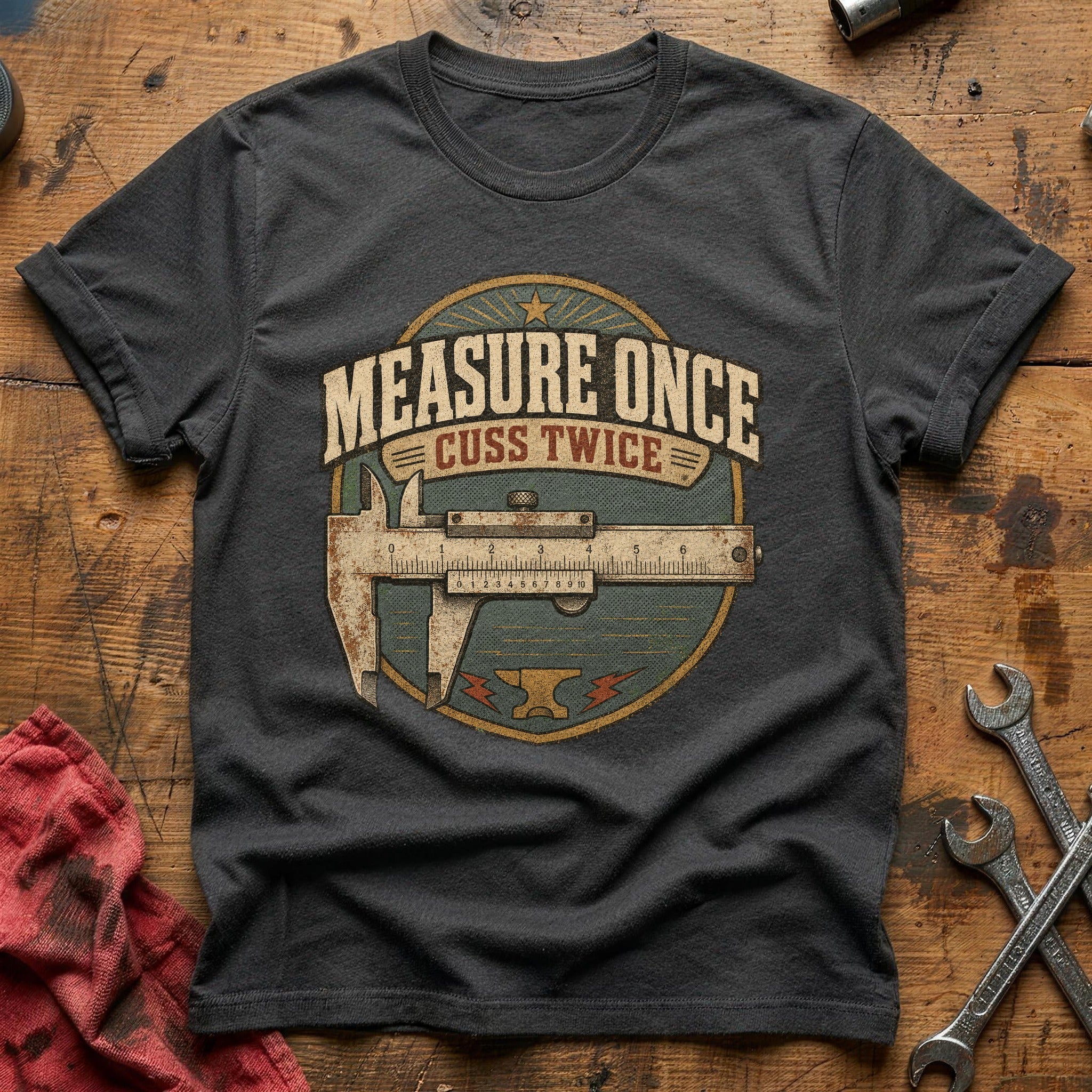 Measure Twice, Cuss Once T-Shirt - Charcoal