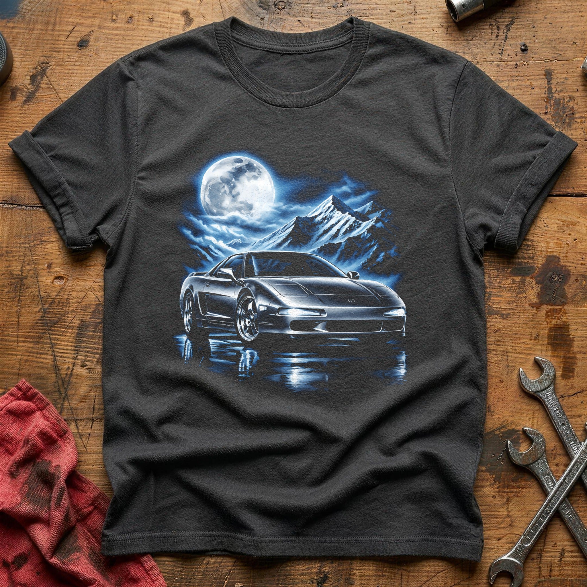 Moonlight Sports Car T-Shirt - Charcoal