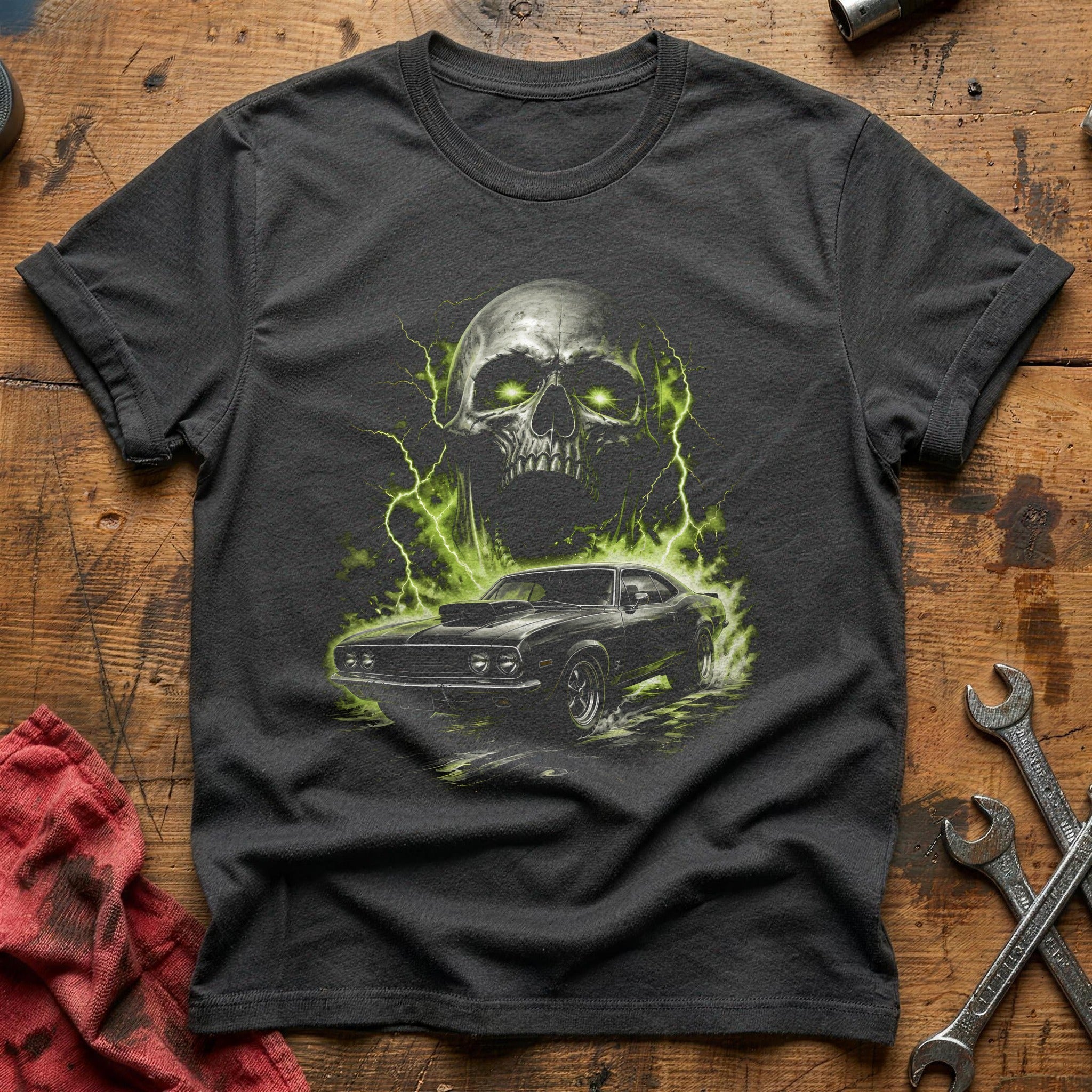 Musclecar Screaming Skull 10 T-Shirt - Charcoal
