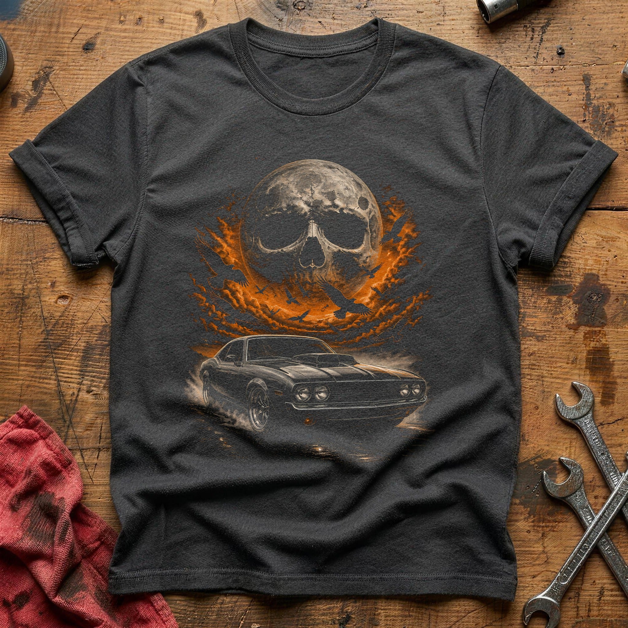 Musclecar Skullmoon Crows 47 T-Shirt - Charcoal