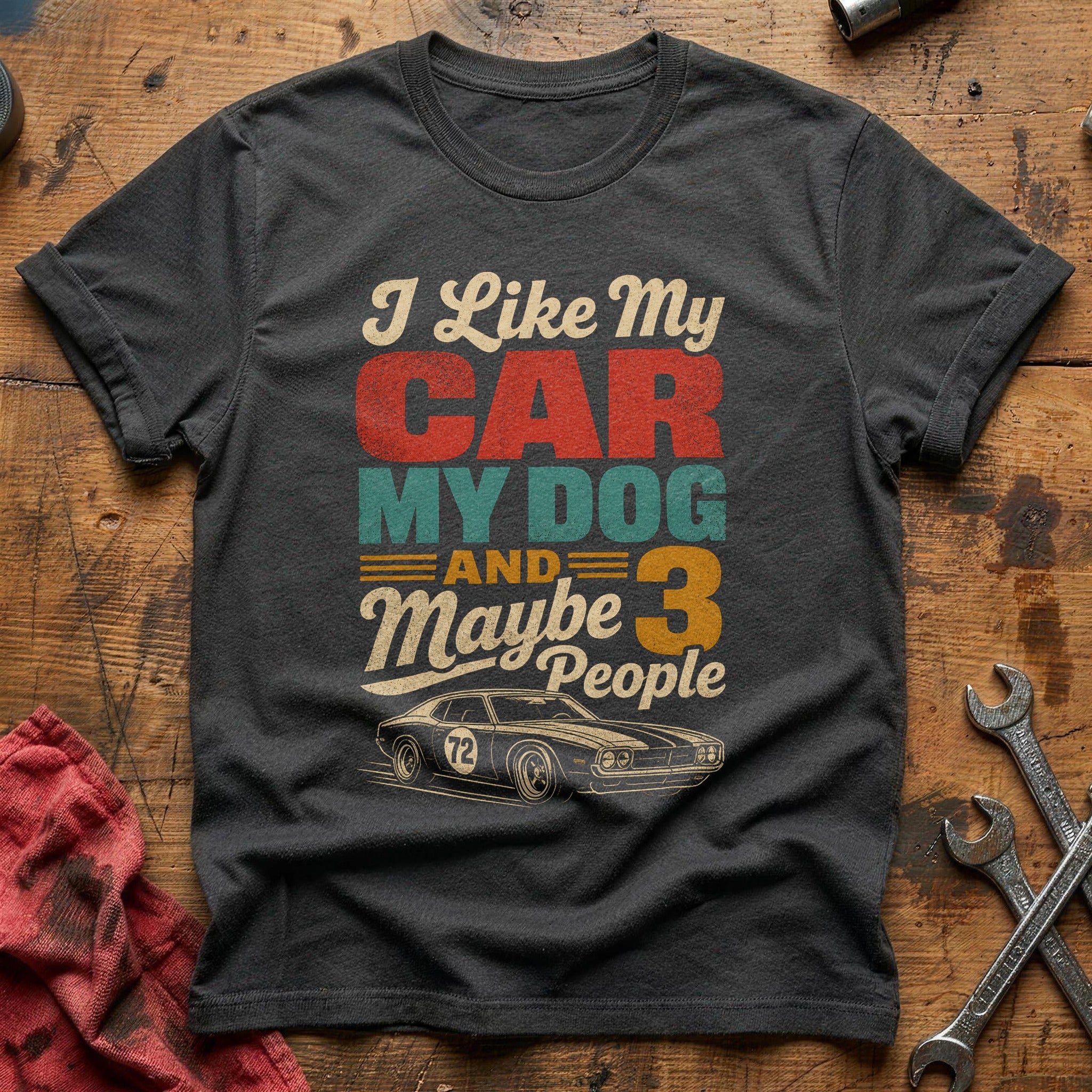 My Car, My Dog, 3 People T-Shirt - Charcoal
