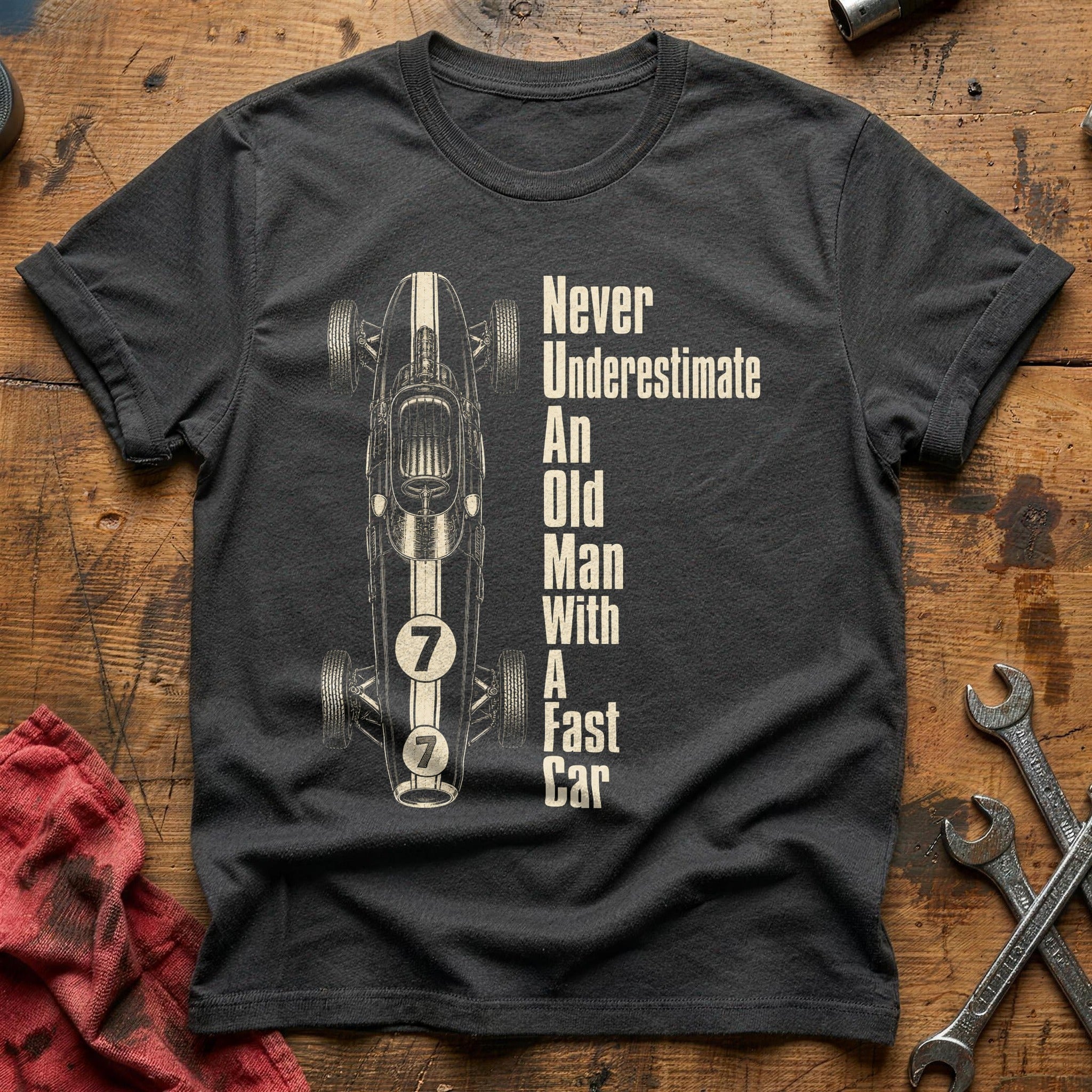Never Underestimate Old T-Shirt - Charcoal