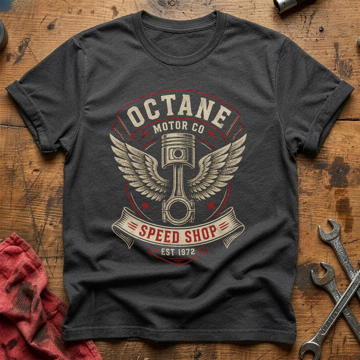 Octane Motor Co Emblem 32 T-Shirt - Charcoal