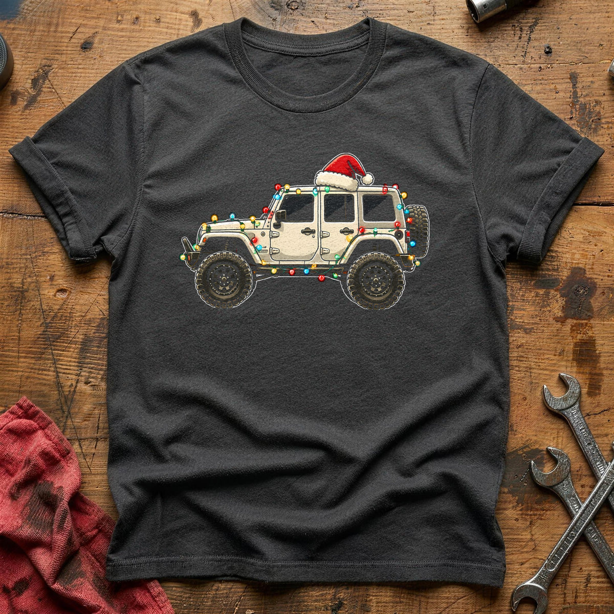 Off Road 4x4 Christmas Lights 27 T-Shirt - Charcoal