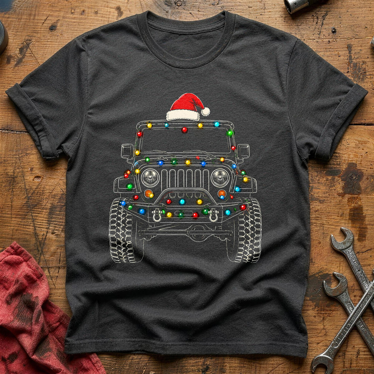 Off Road 4x4 Christmas Lights 90 T-Shirt - Charcoal