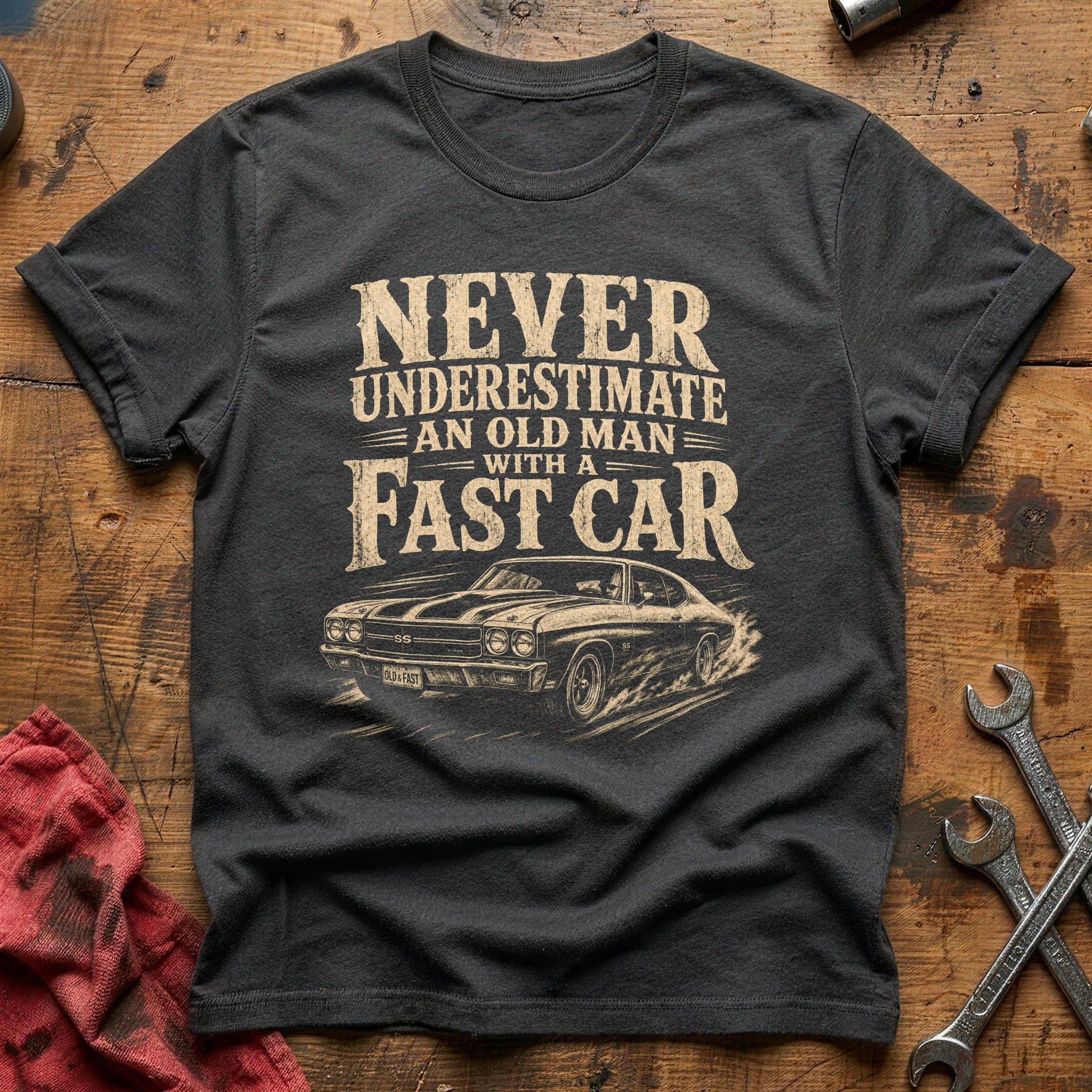Old Man, Fast Car T-Shirt - Charcoal