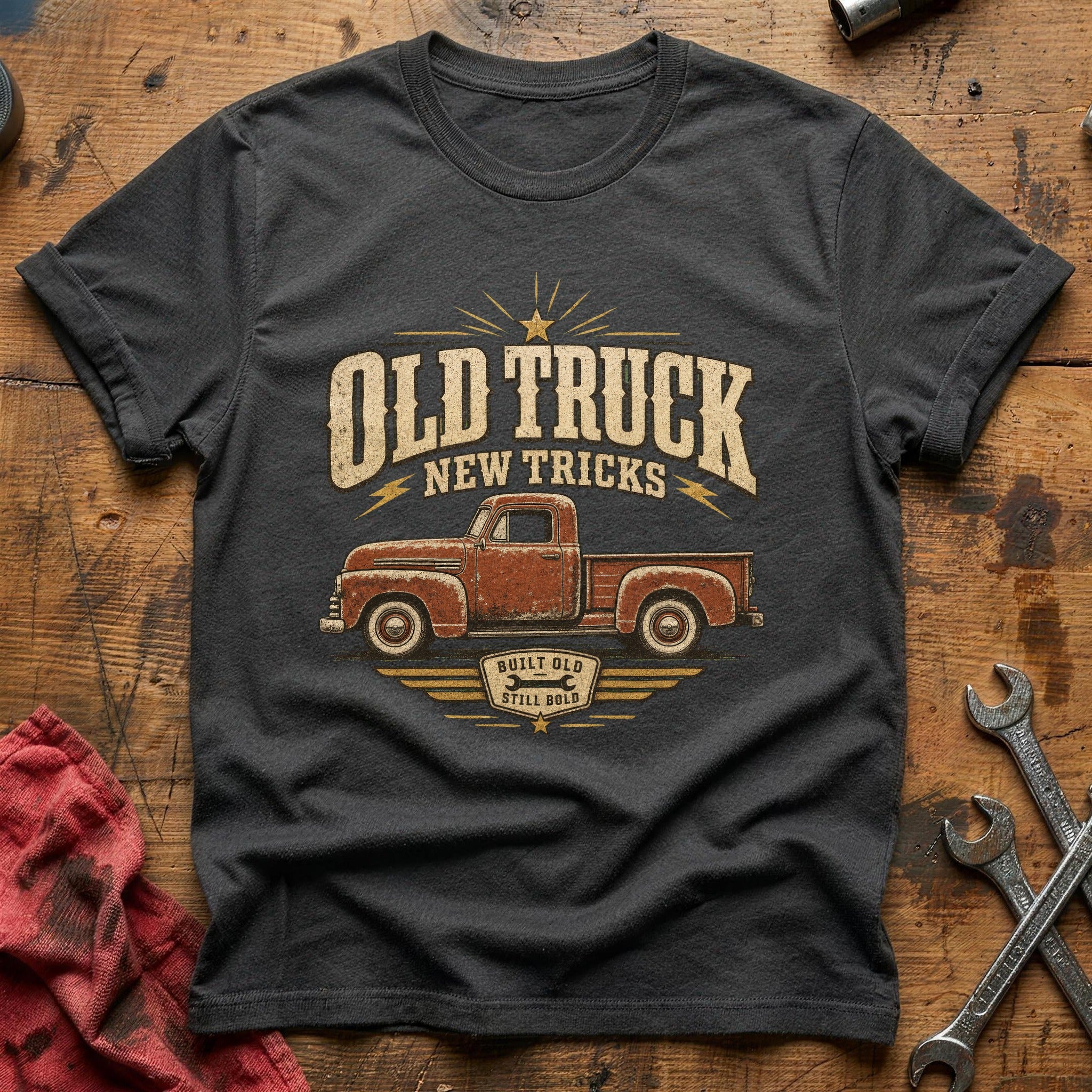 Old Truck, New Tricks T-Shirt - Charcoal