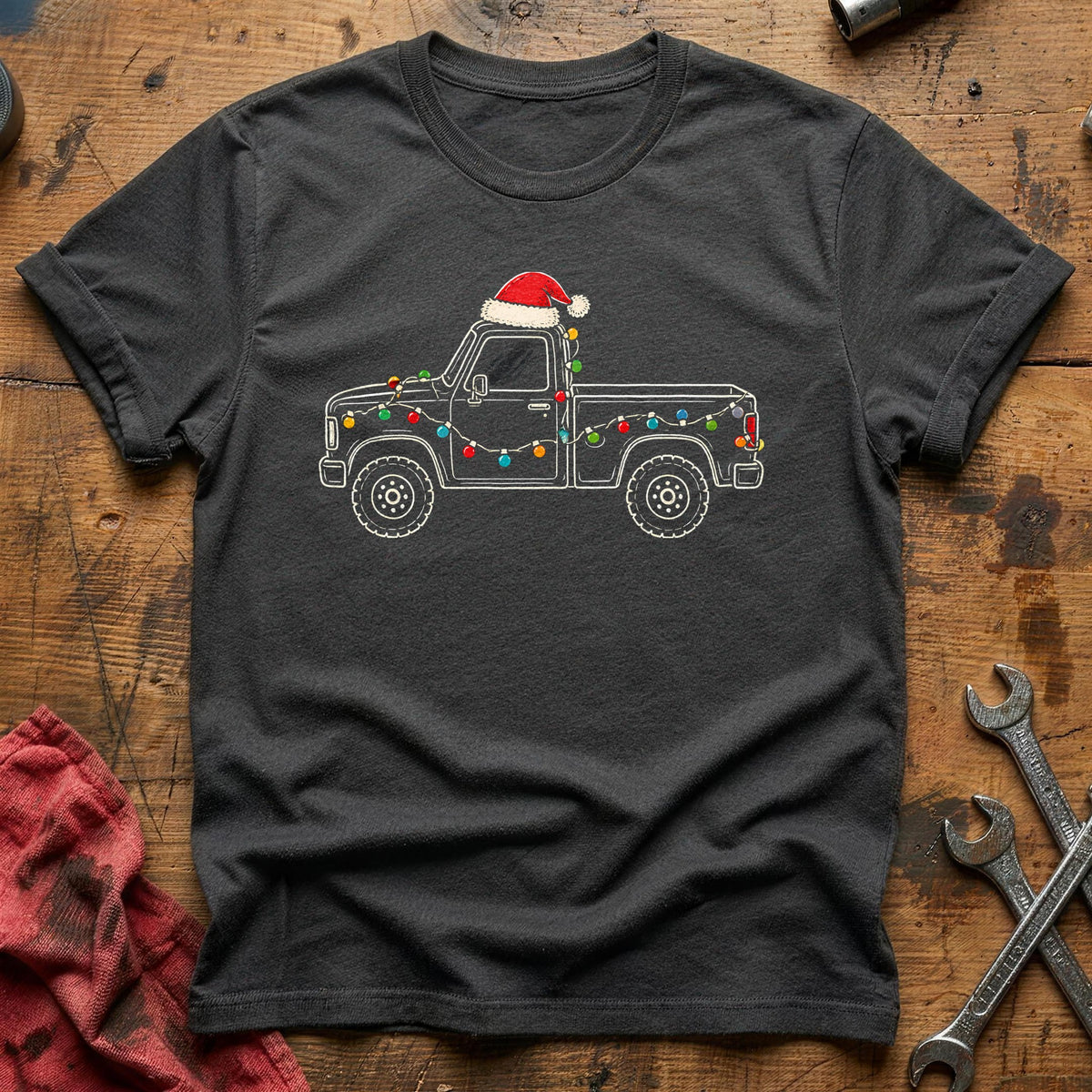 Pickup Truck Christmas Lights 18 T-Shirt - Charcoal