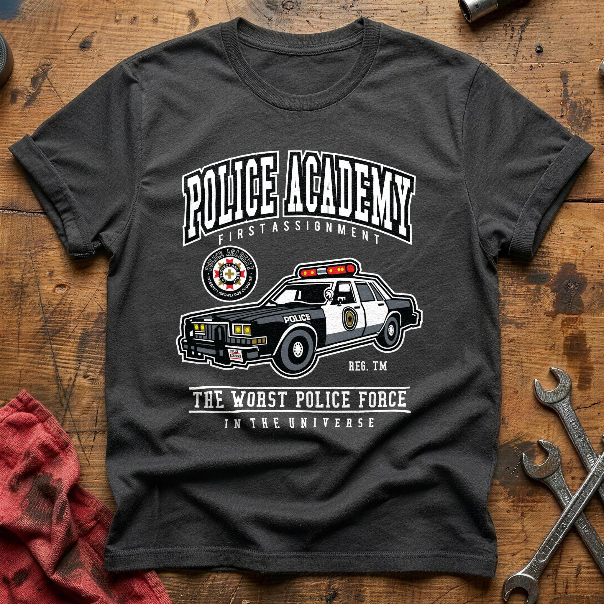 Police academy car T-Shirt - Charcoal