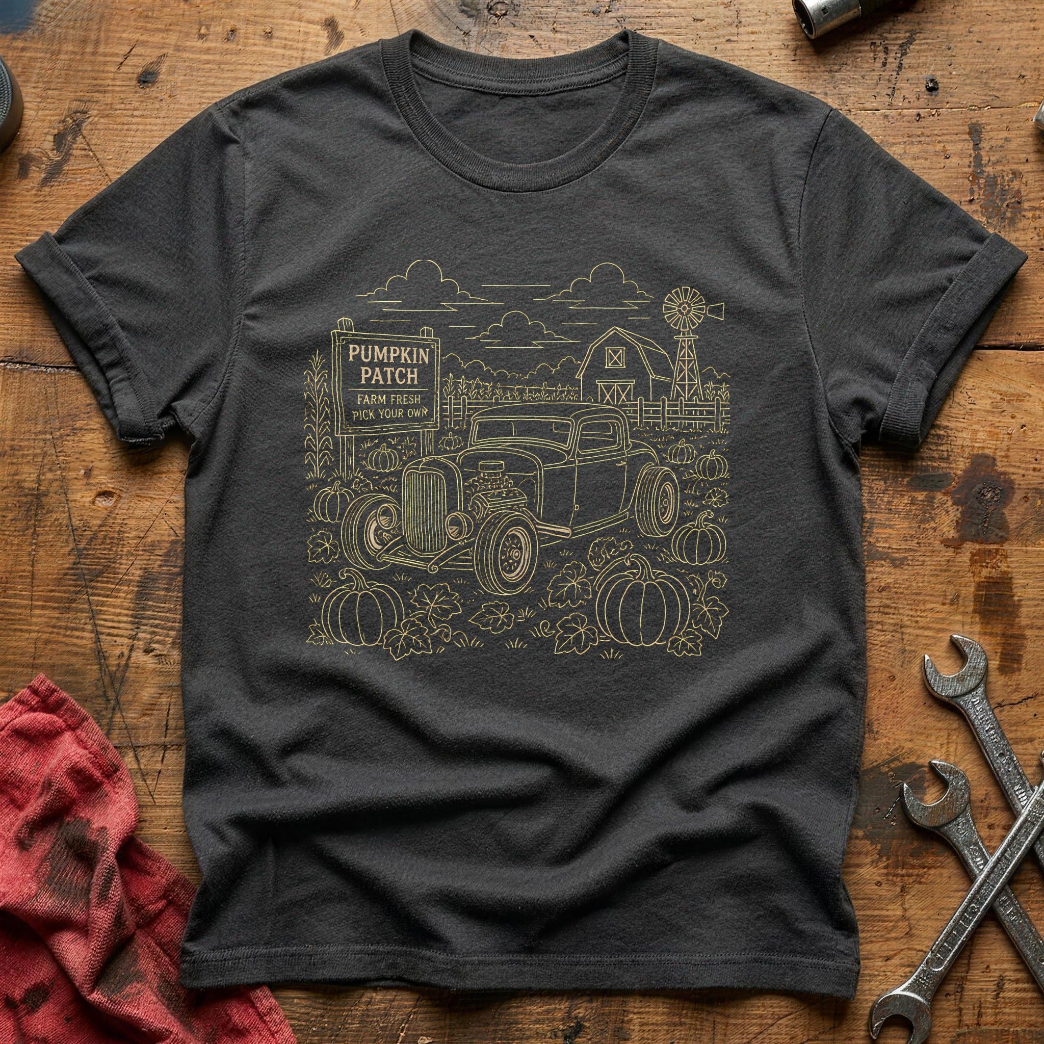Pumpkin Patch Hotrod 50 T-Shirt - Charcoal