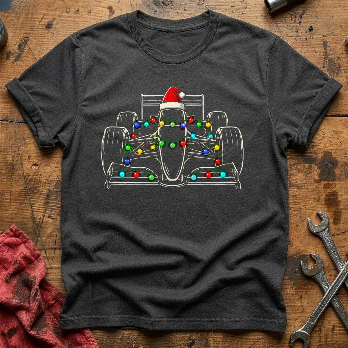Race Car Christmas Lights 23 T-Shirt - Charcoal