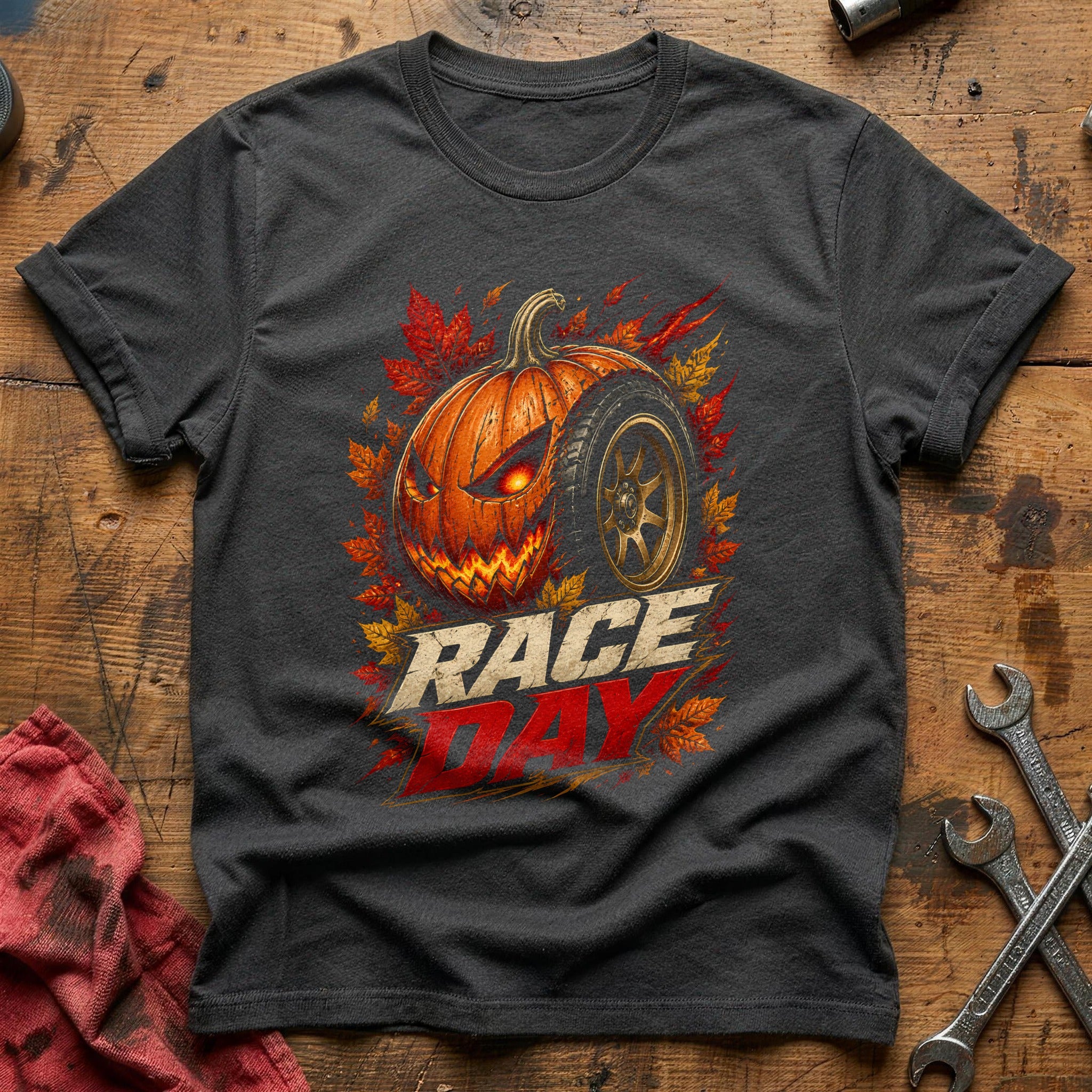 Race Day Pumpkin Wheel 14 T-Shirt - Charcoal