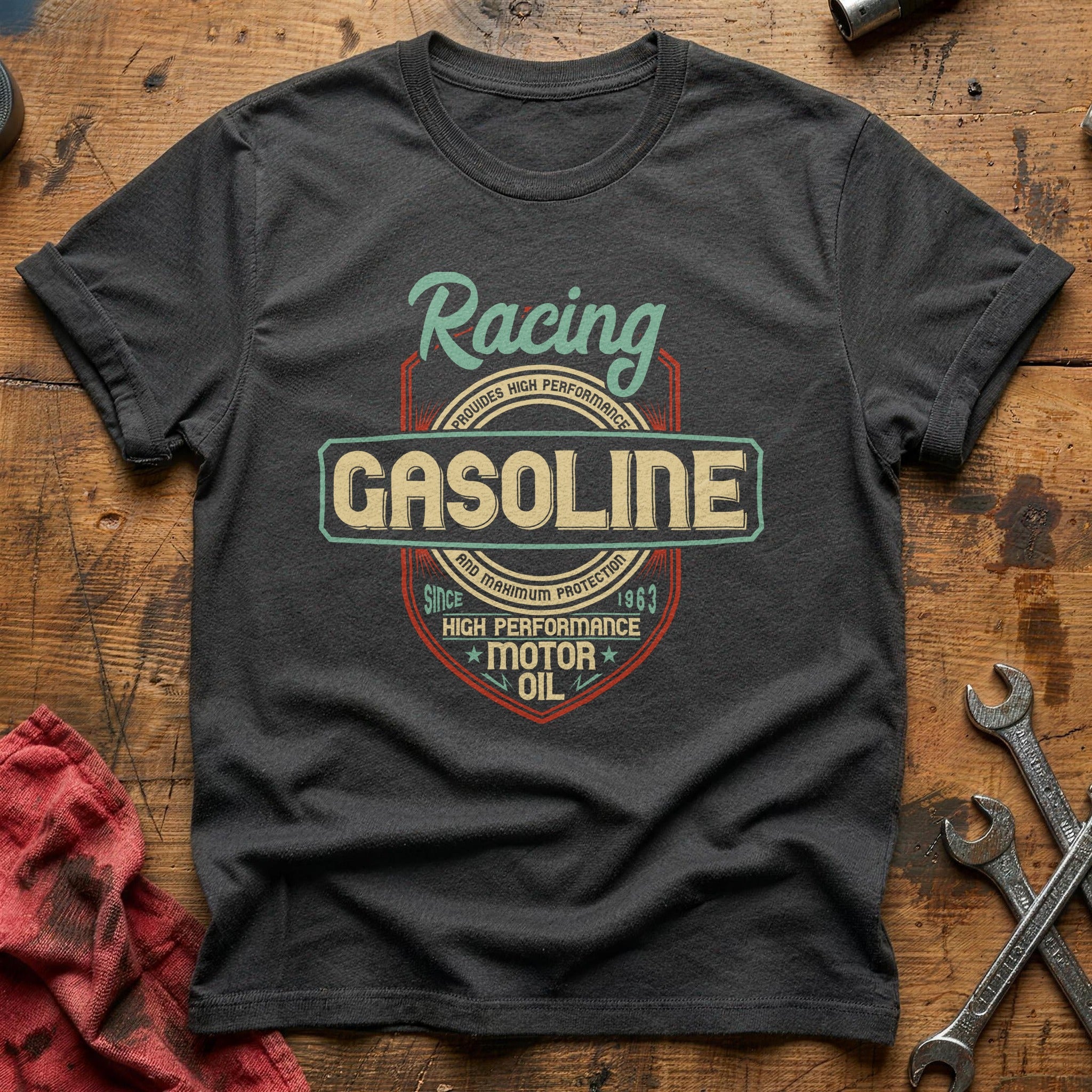 Racing gasoline motor oil T-Shirt - Charcoal