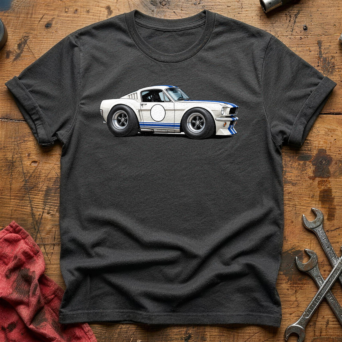 Racing Stripes Fastback 78 T-Shirt - Charcoal
