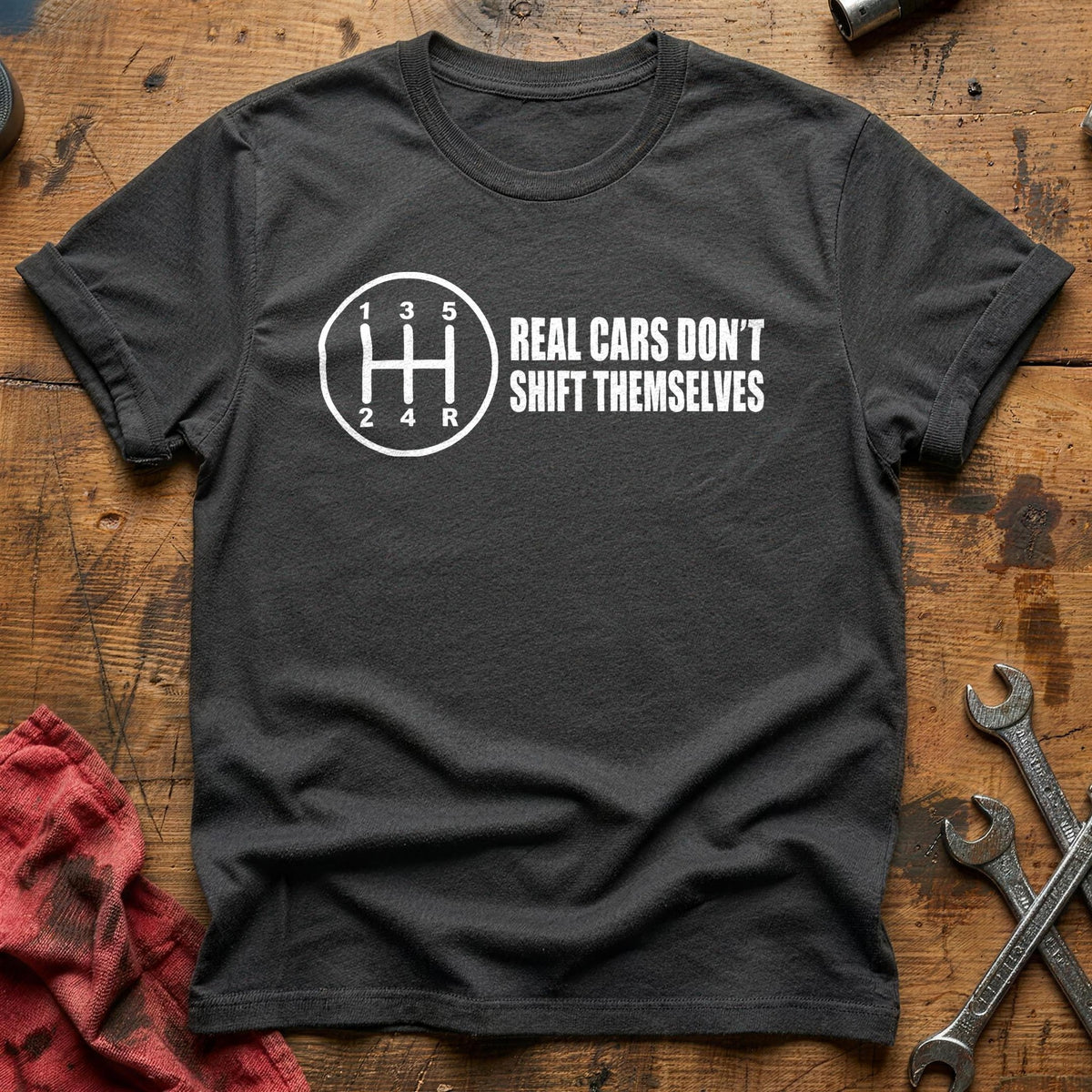 Real Cars Don't Shift Themselves 56 T-Shirt - Charcoal