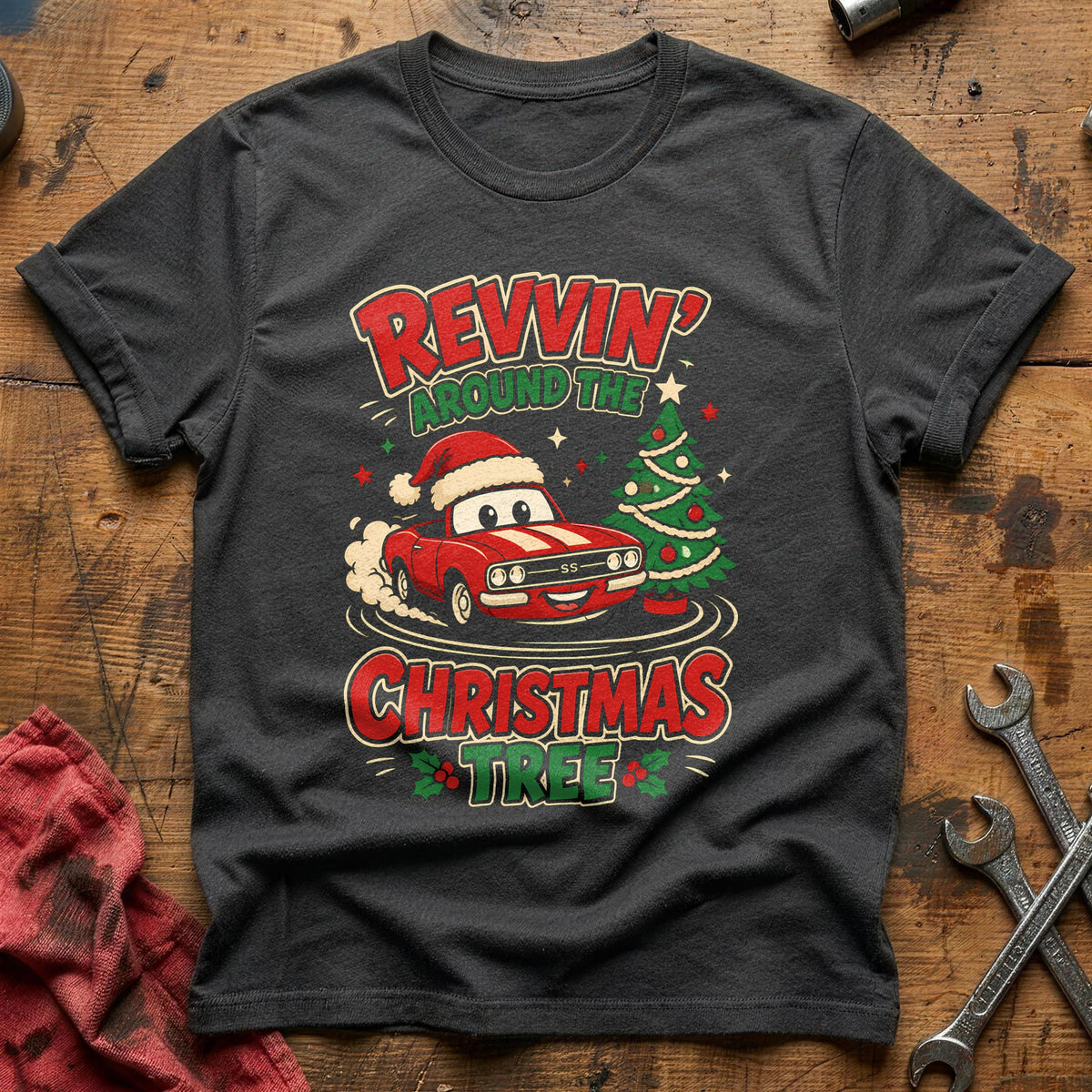 Revvin' Around The Christmas Tree 49 T-Shirt - Charcoal