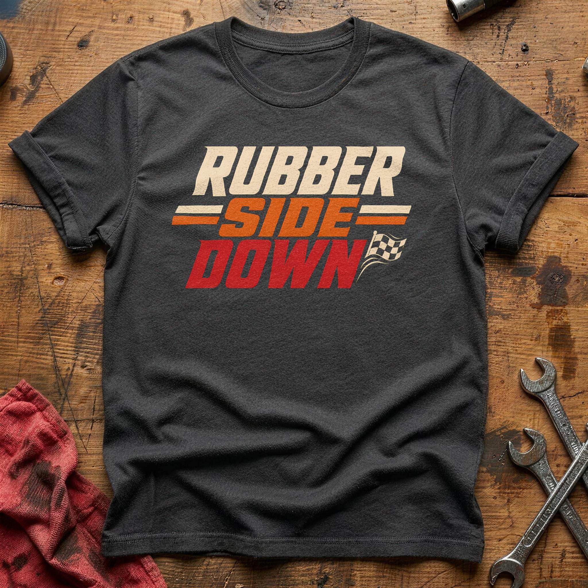 Rubber Side Motto - Charcoal