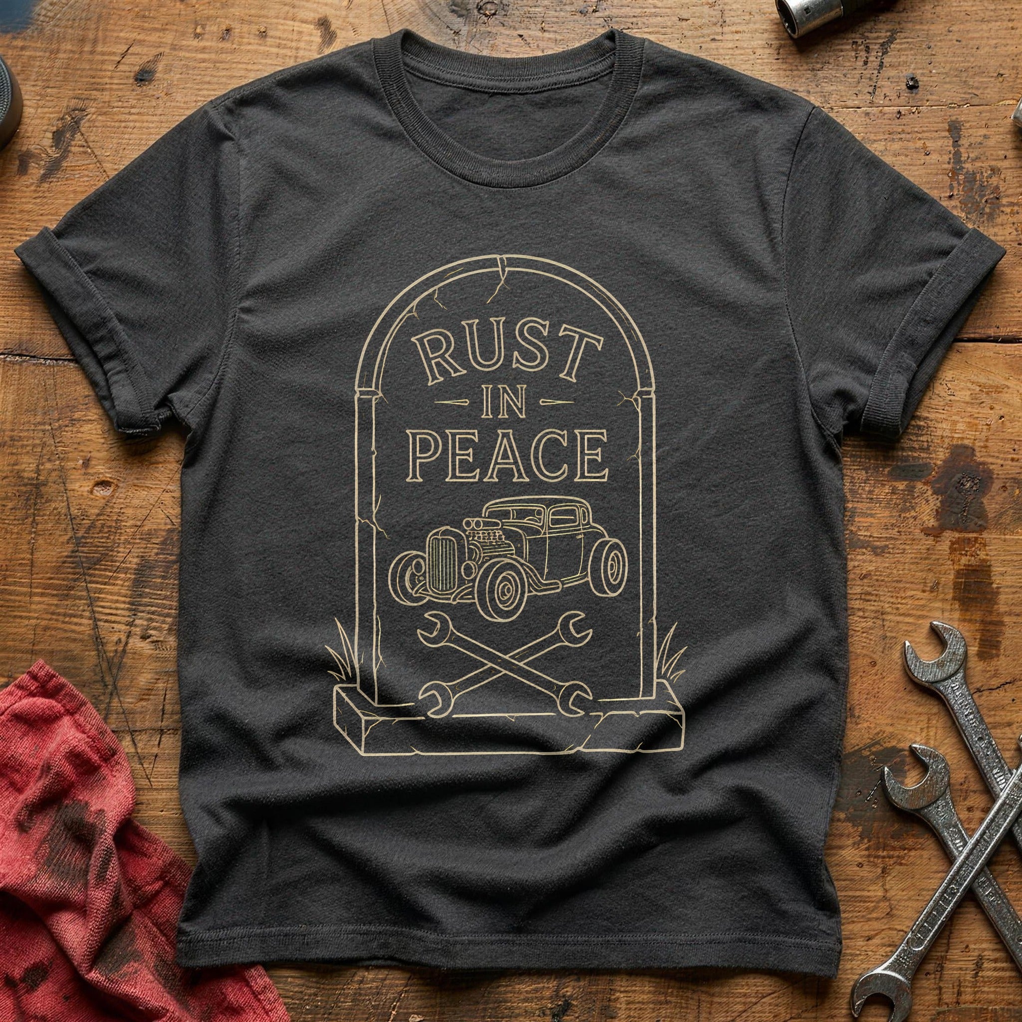 Rust In Peace Tombstone 66 T-Shirt - Charcoal