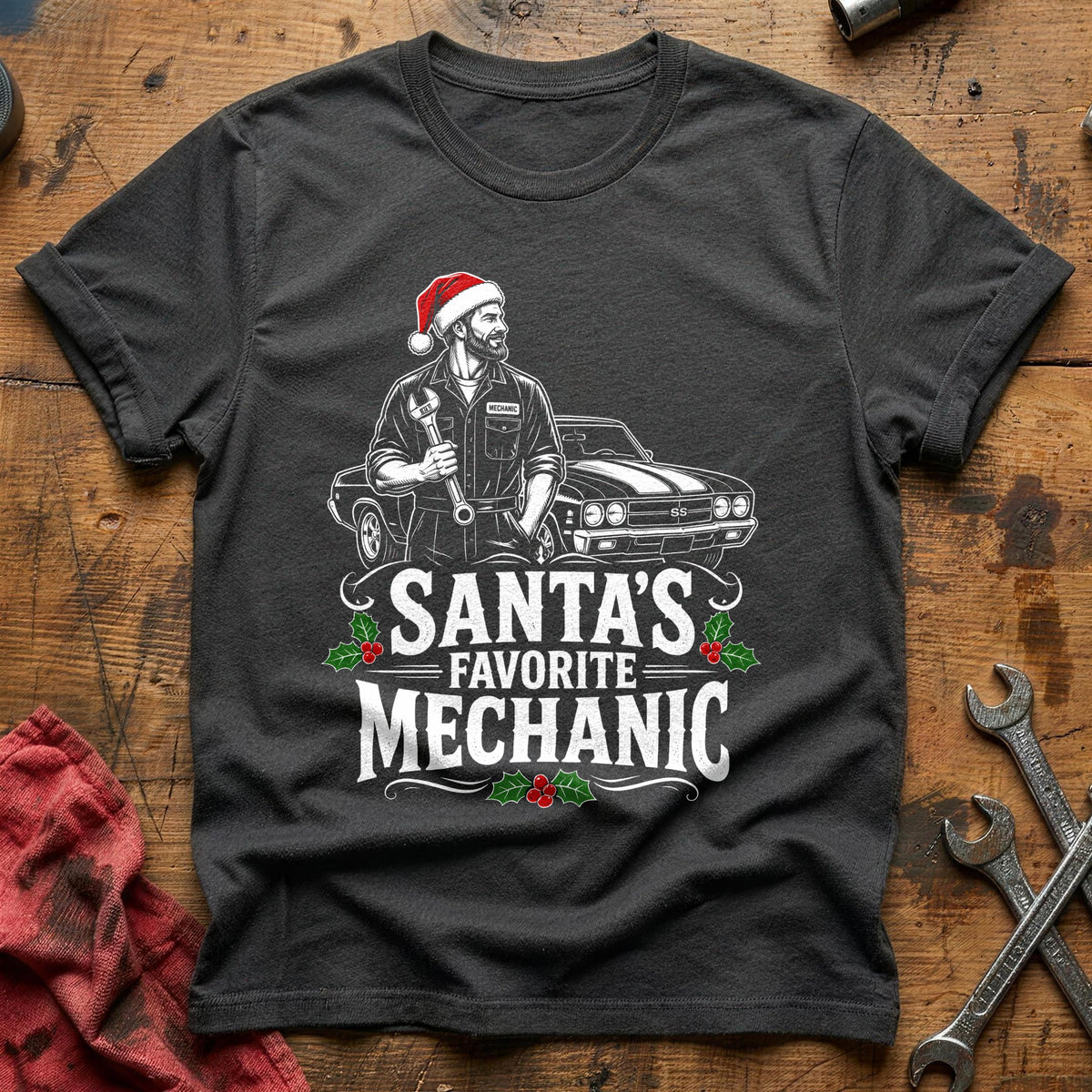 Santa's Favorite Mechanic 20 T-Shirt - Charcoal