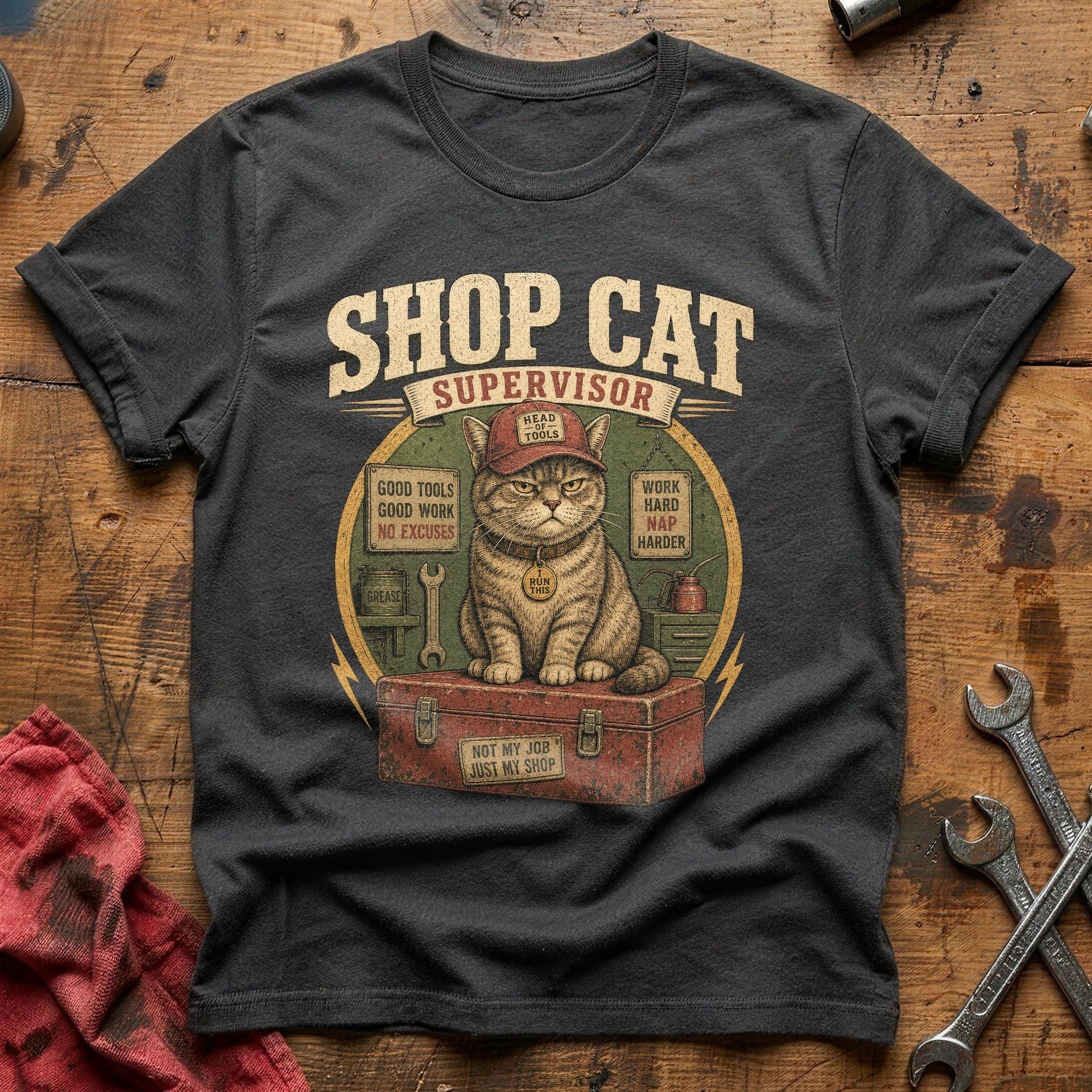 Shop Cat Supervisor T-Shirt - Charcoal