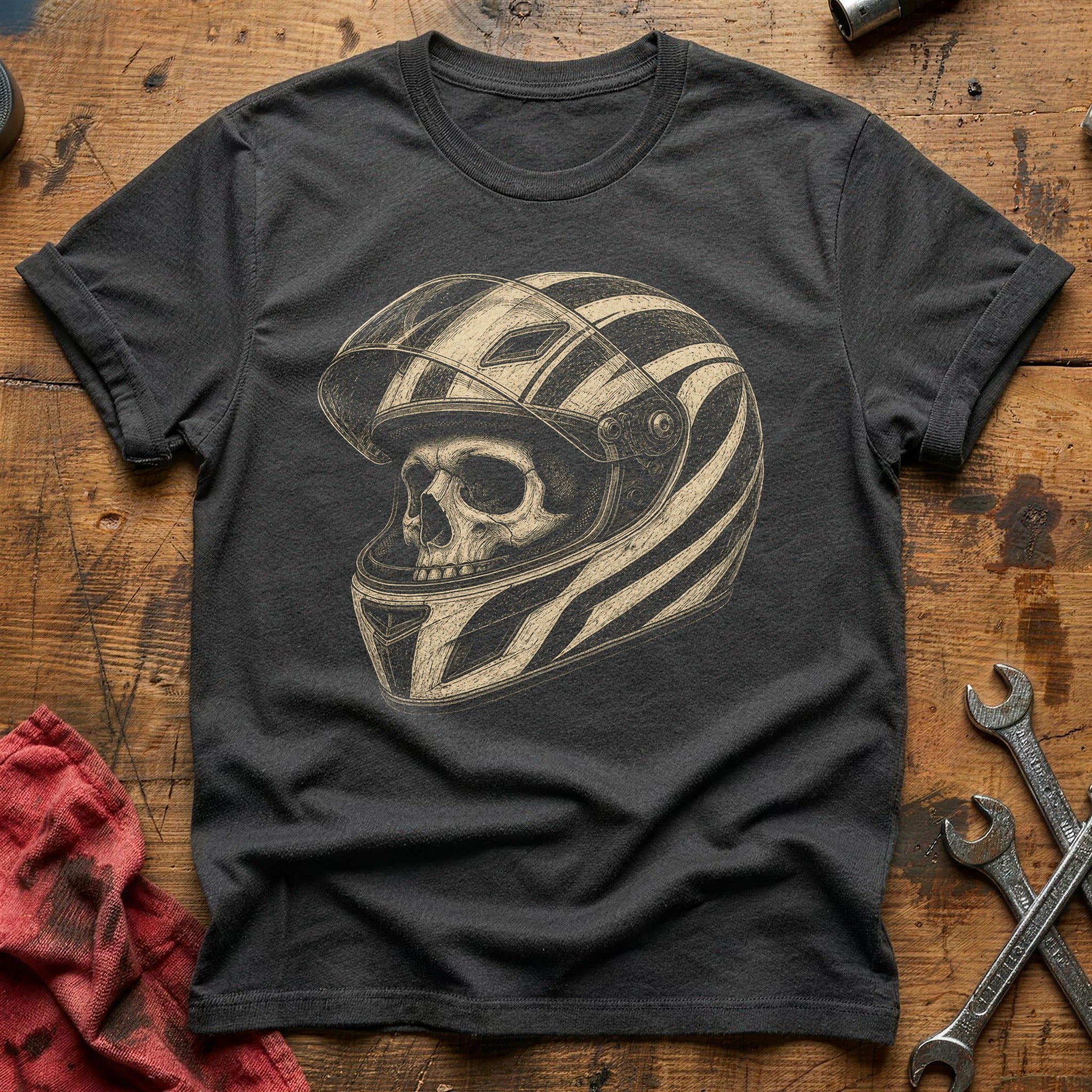 Sketch Racer Skull T-Shirt - Charcoal