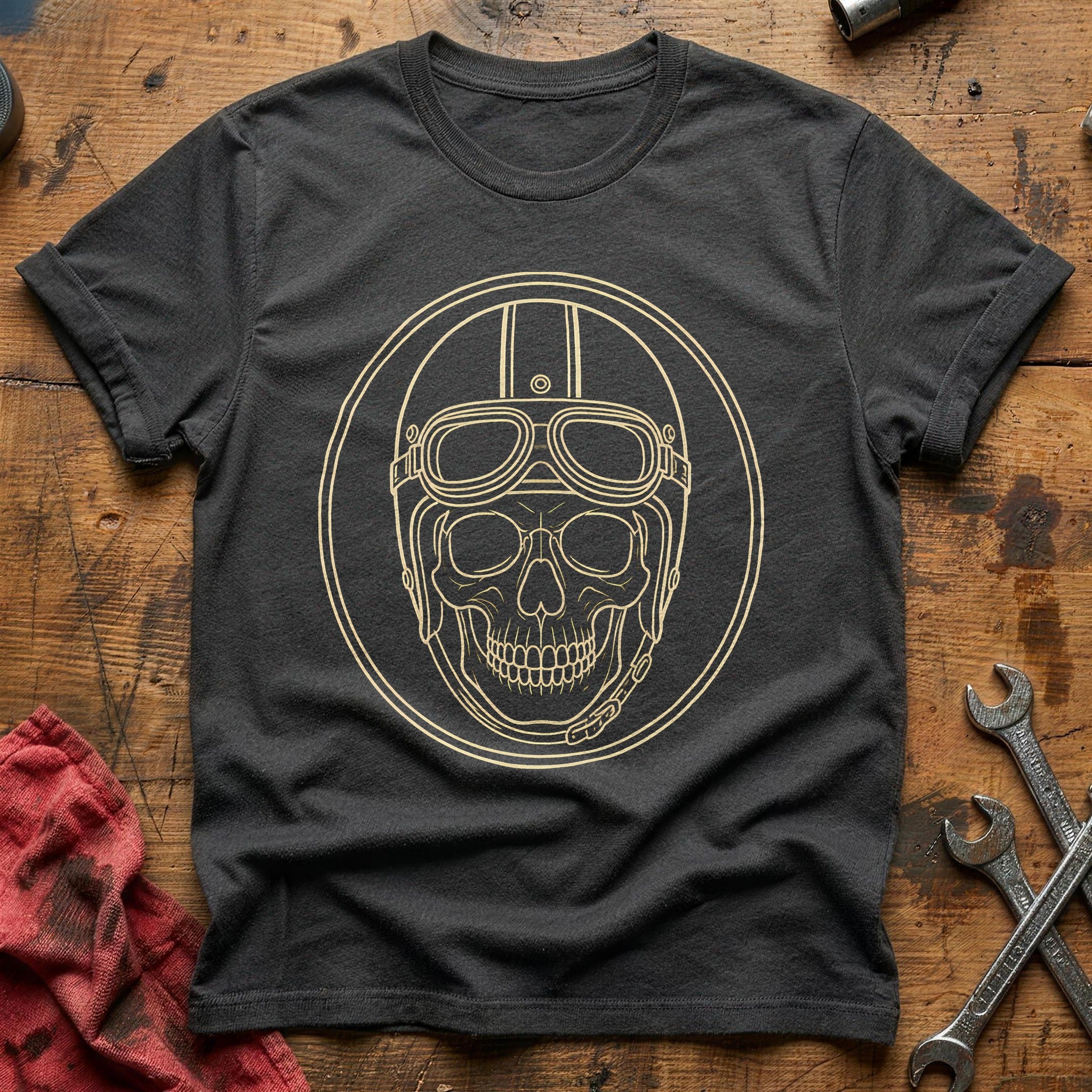 Skull Racing Helmet 67 T-Shirt - Charcoal