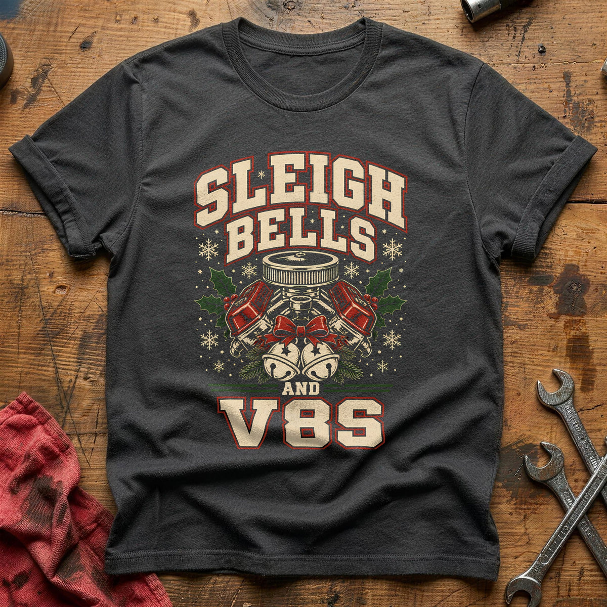 Sleigh Bells And V8s 30 T-Shirt - Charcoal