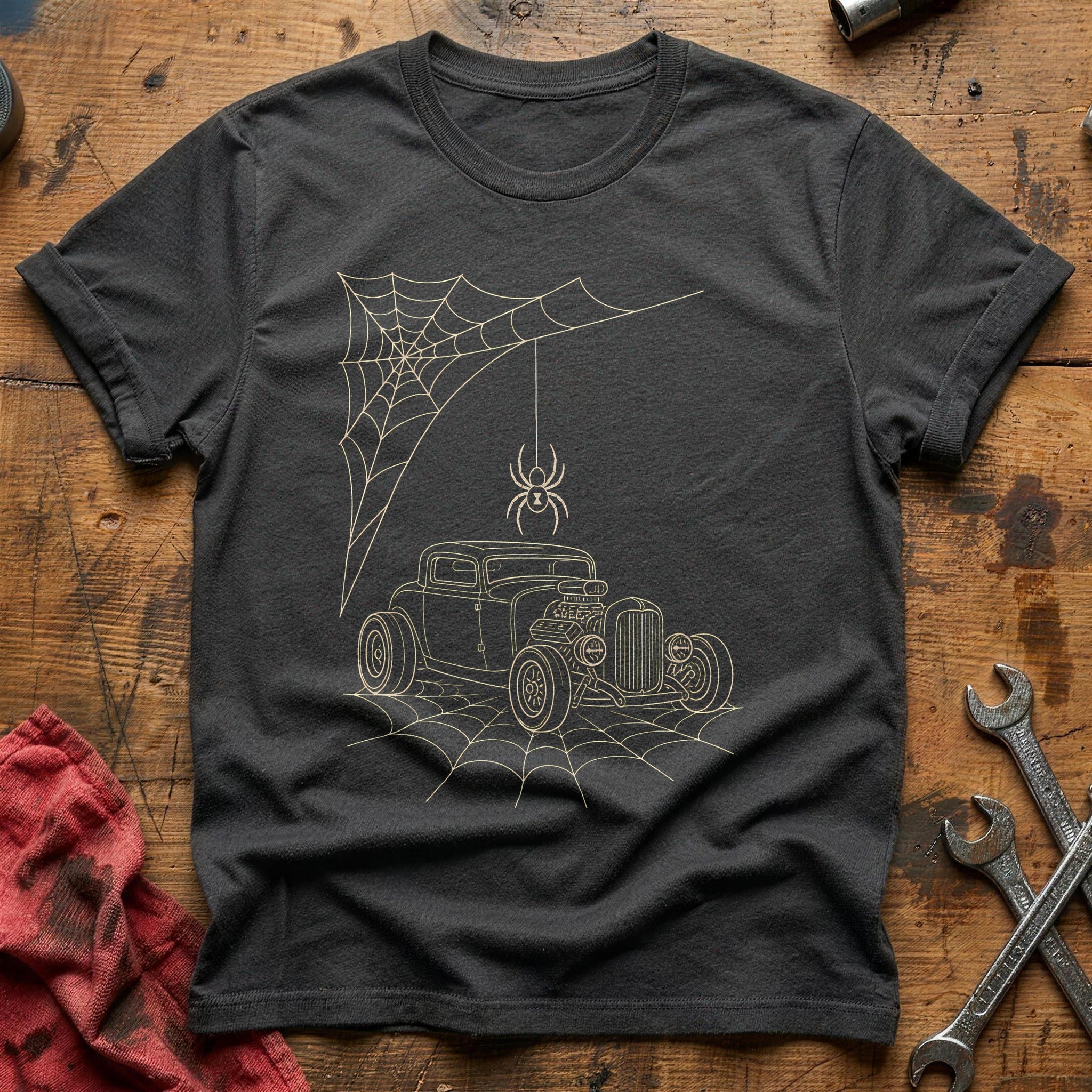 Spiderweb Hotrod 99 T-Shirt - Charcoal