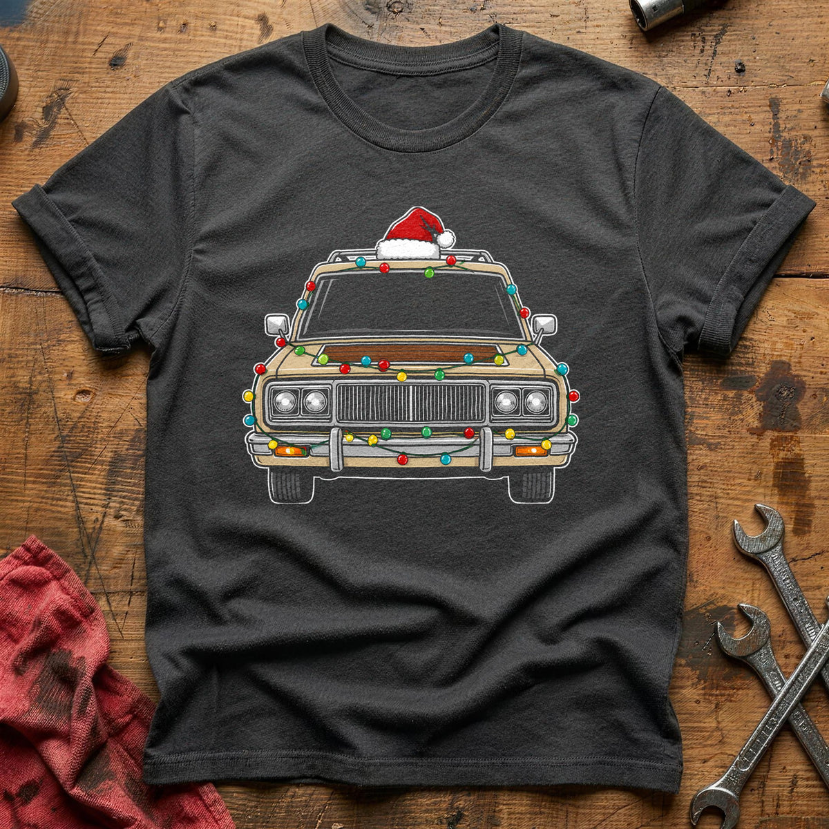 Station Wagon Christmas Lights 39 T-Shirt - Charcoal