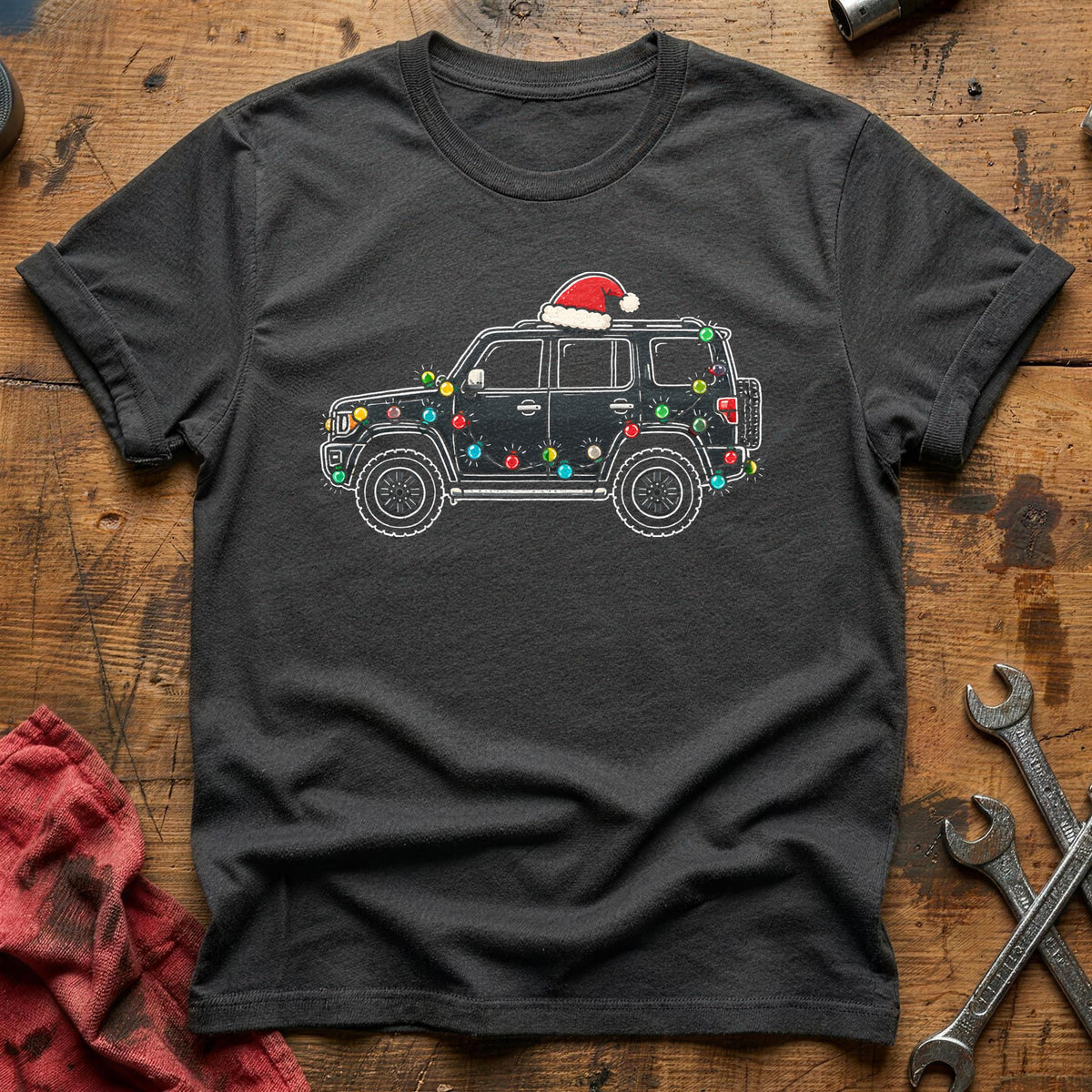 SUV Christmas Lights 81 T-Shirt - Charcoal