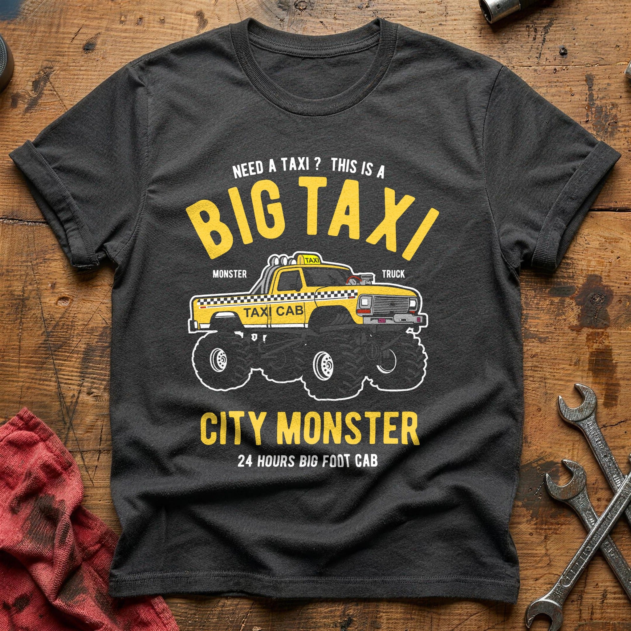Taxi monster truck T-Shirt - Charcoal
