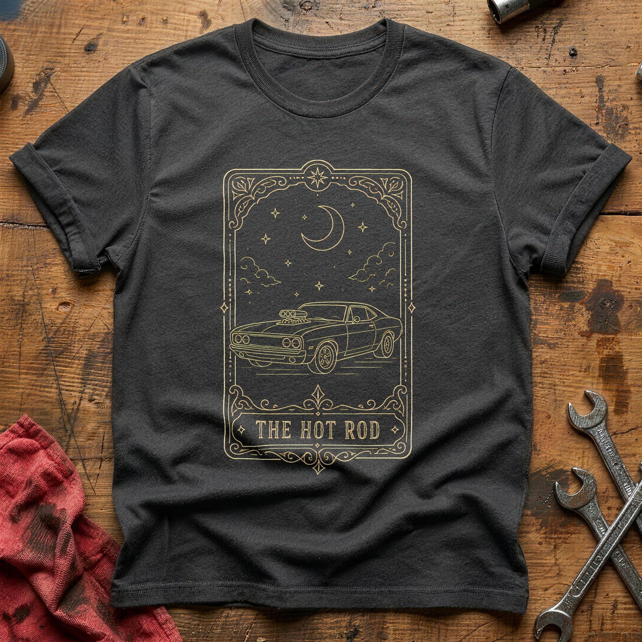 The Hot Rod Tarot 93 T-Shirt - Charcoal
