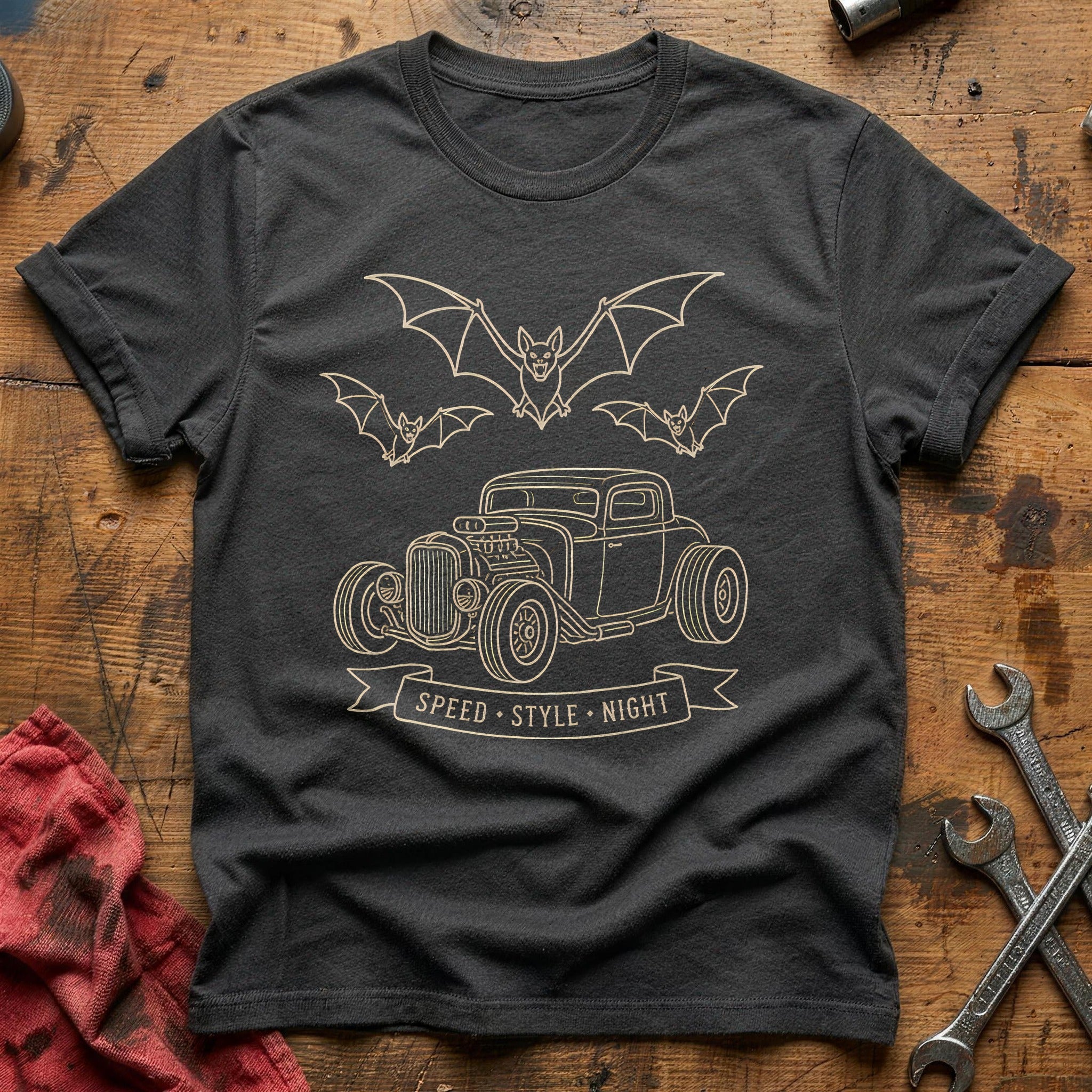 Three Bats Hotrod 71 T-Shirt - Charcoal