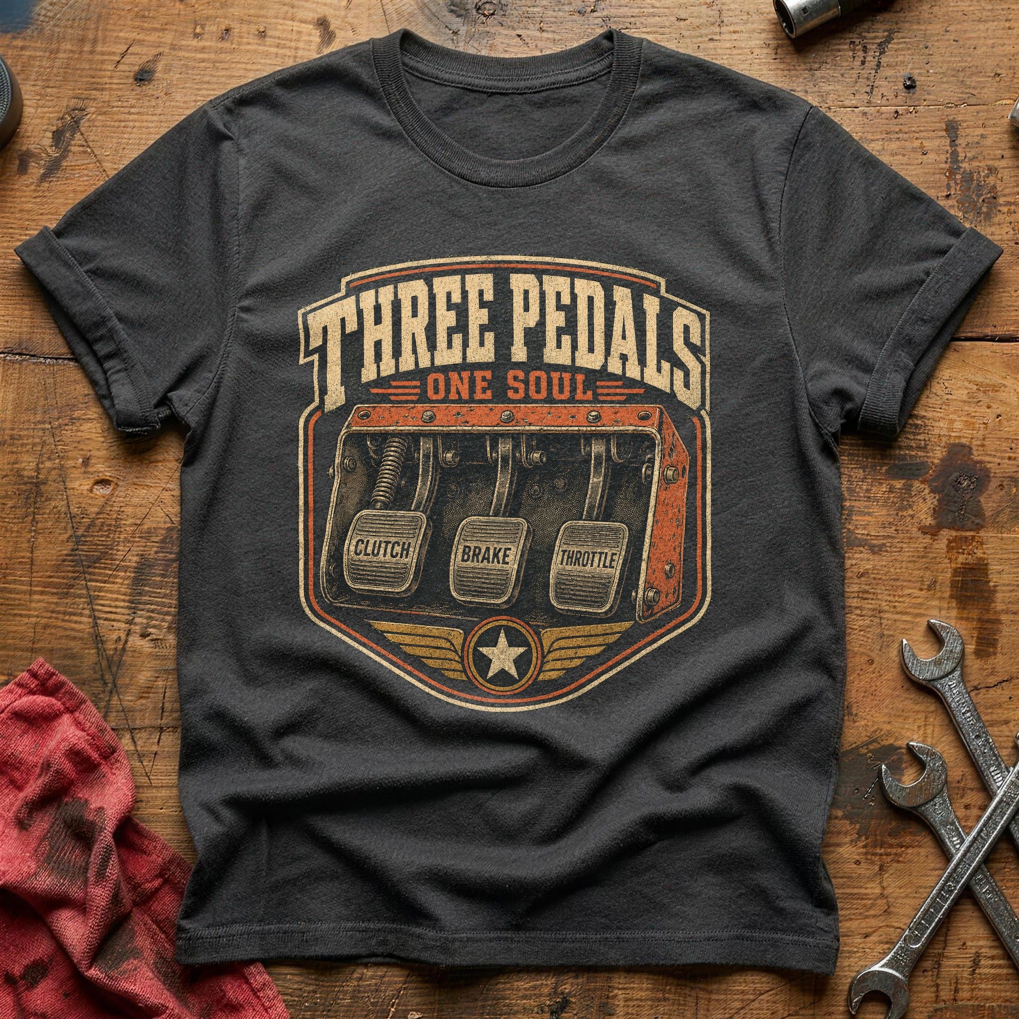 Three Pedals, One Soul T-Shirt - Charcoal