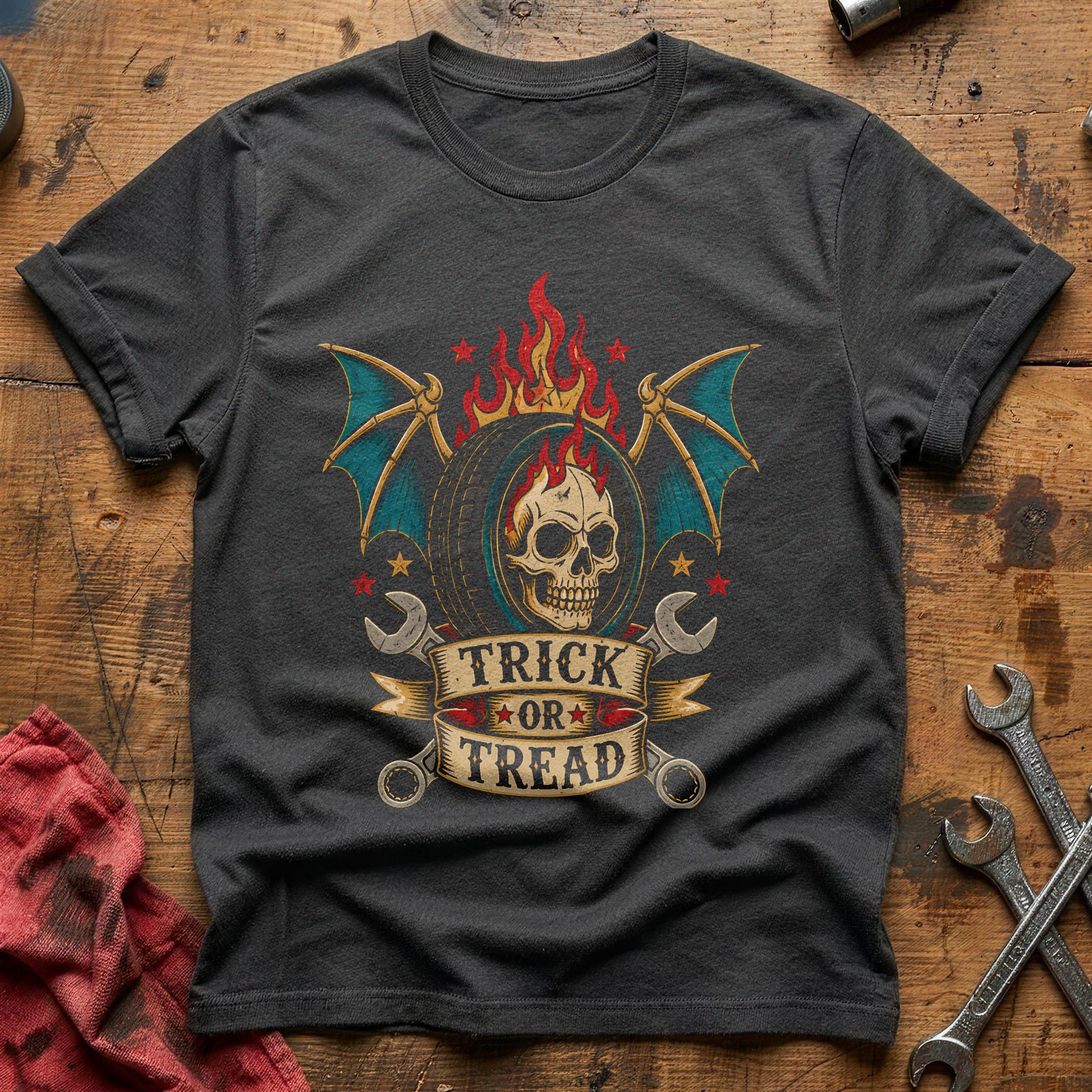 Trick Or Tread Tattoo 32 T-Shirt - Charcoal