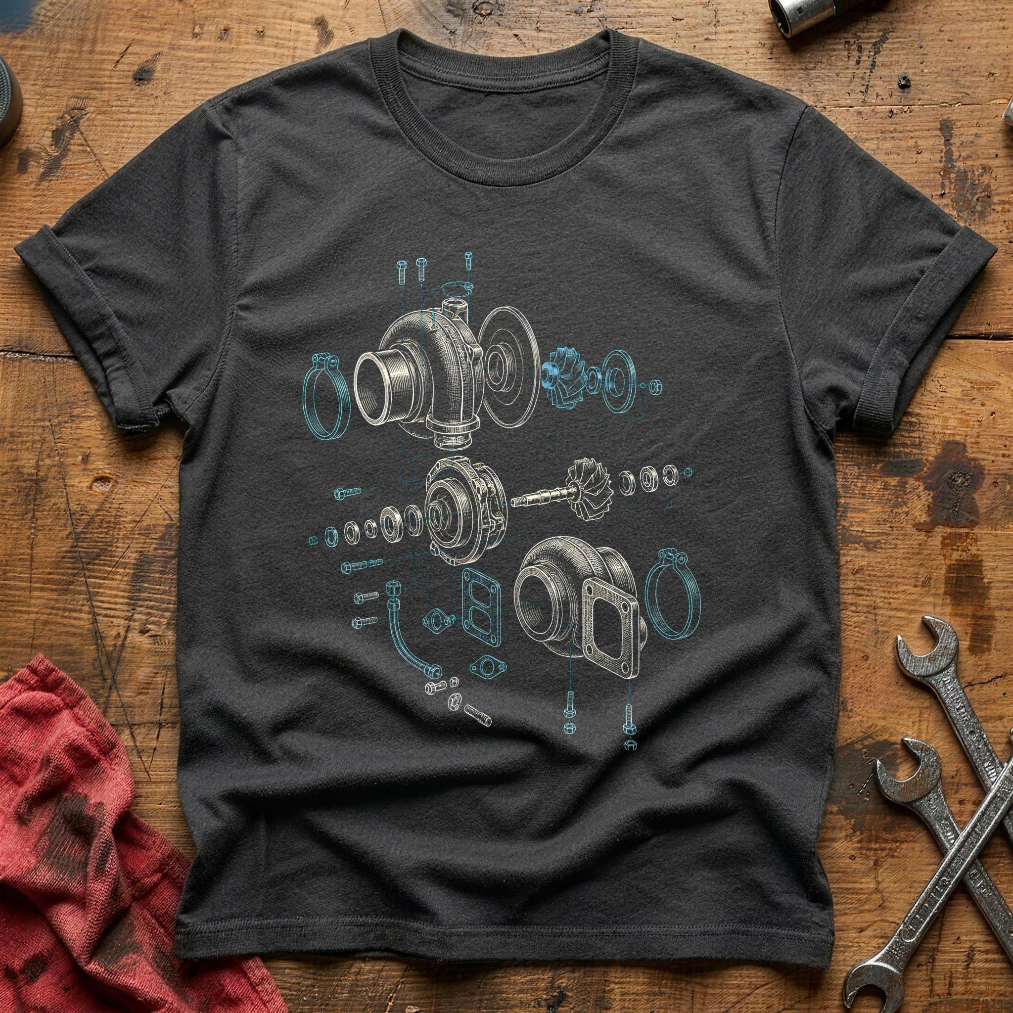 Turbo Schematic 57 T-Shirt - Charcoal