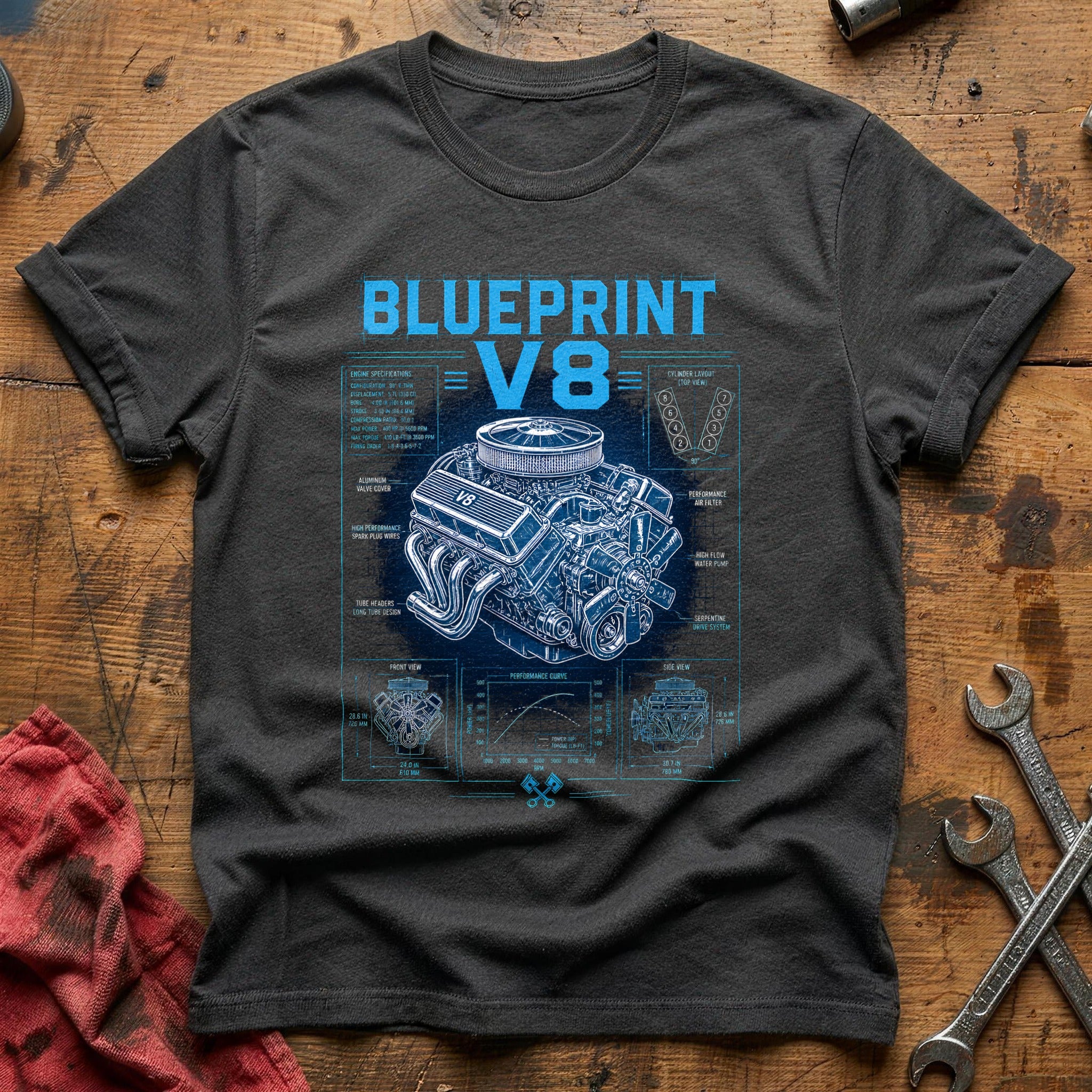V8 Spec Sheet T-Shirt - Charcoal