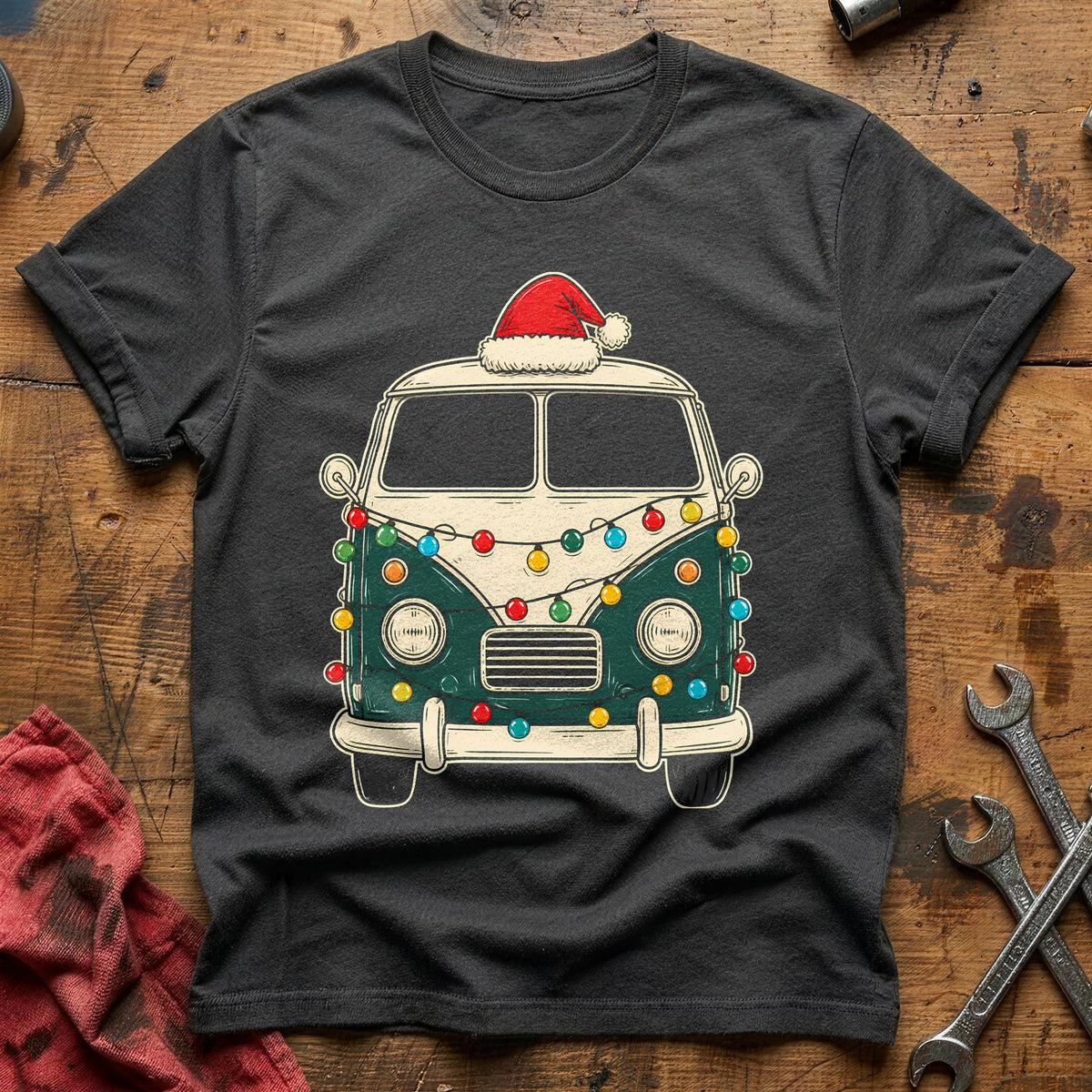 Van Christmas Lights 46 T-Shirt - Charcoal