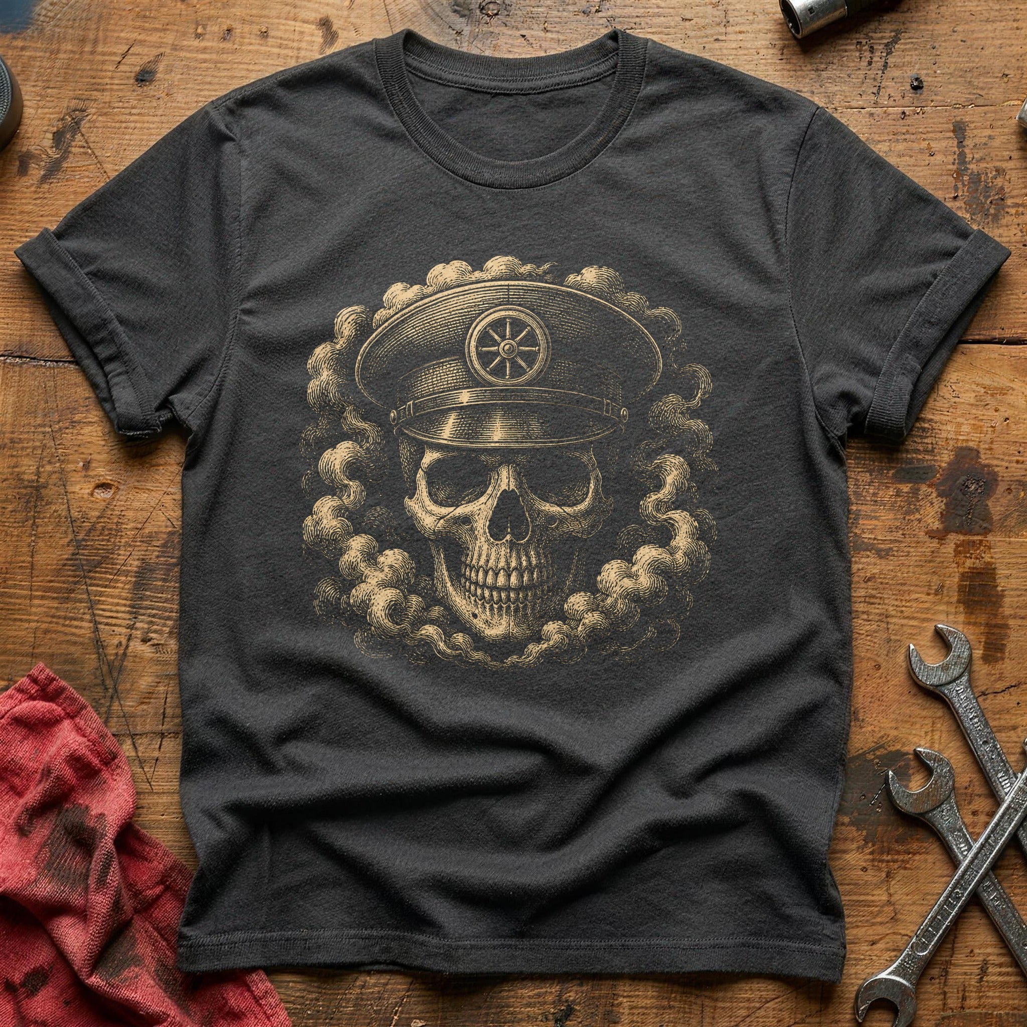 Wheel Cap Skull T-Shirt - Charcoal