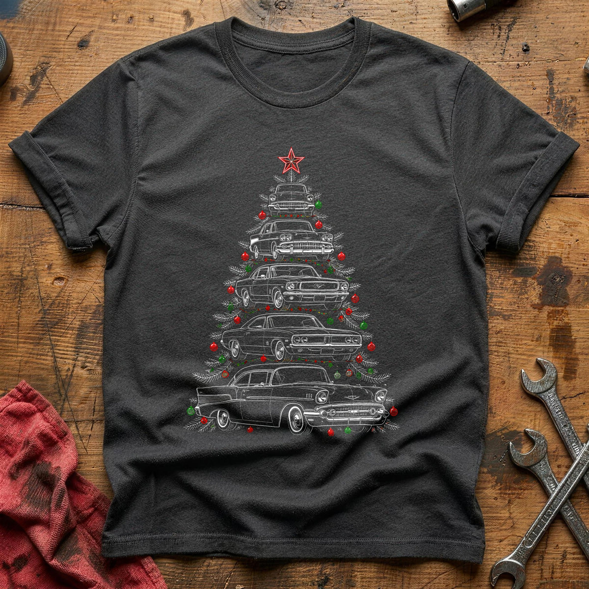 Whiteline Car Tree Baubles 27 T-Shirt - Charcoal