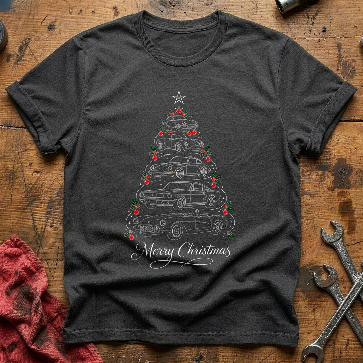 Whiteline Car Tree Script 78 T-Shirt - Charcoal