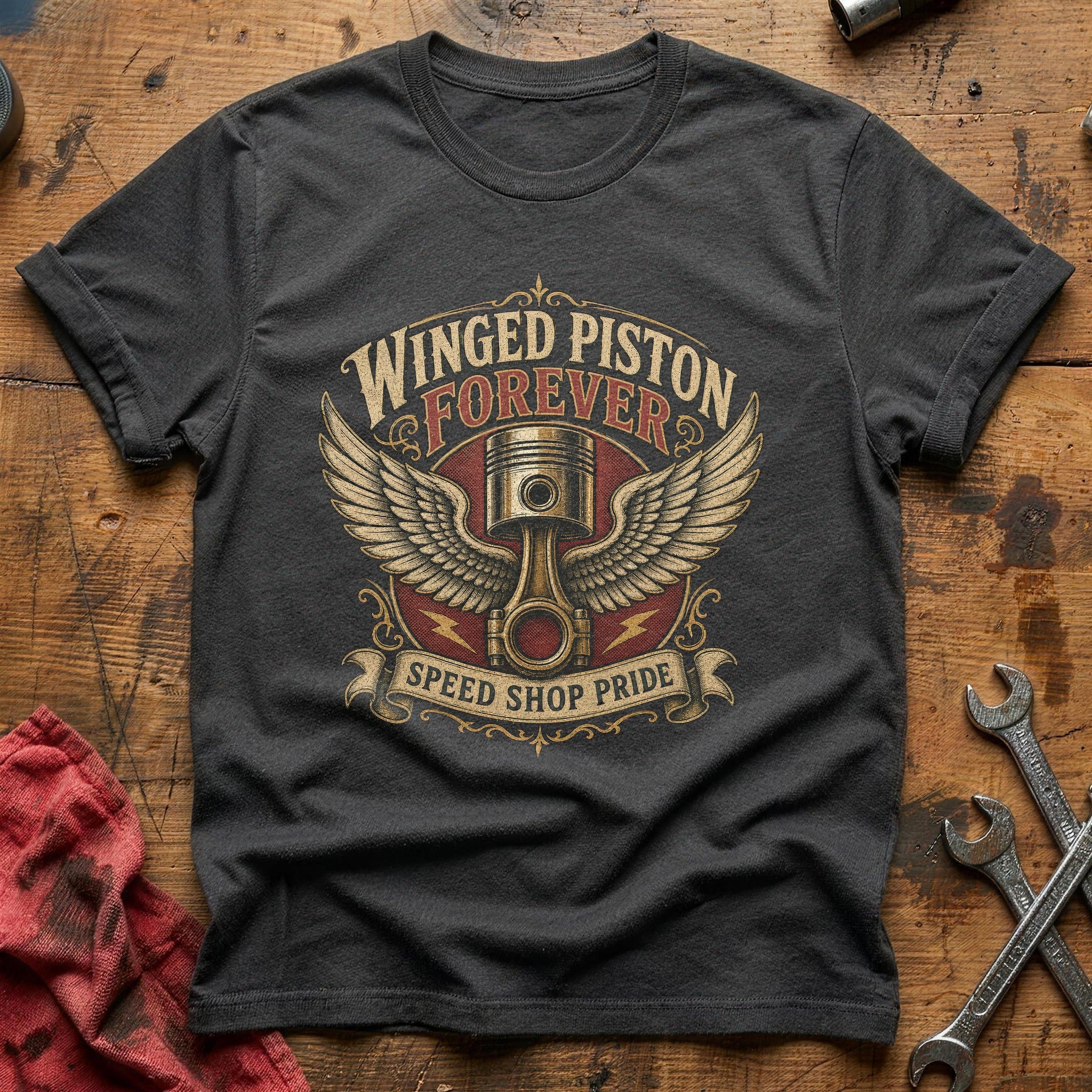 Winged Piston Forever T-Shirt - Charcoal