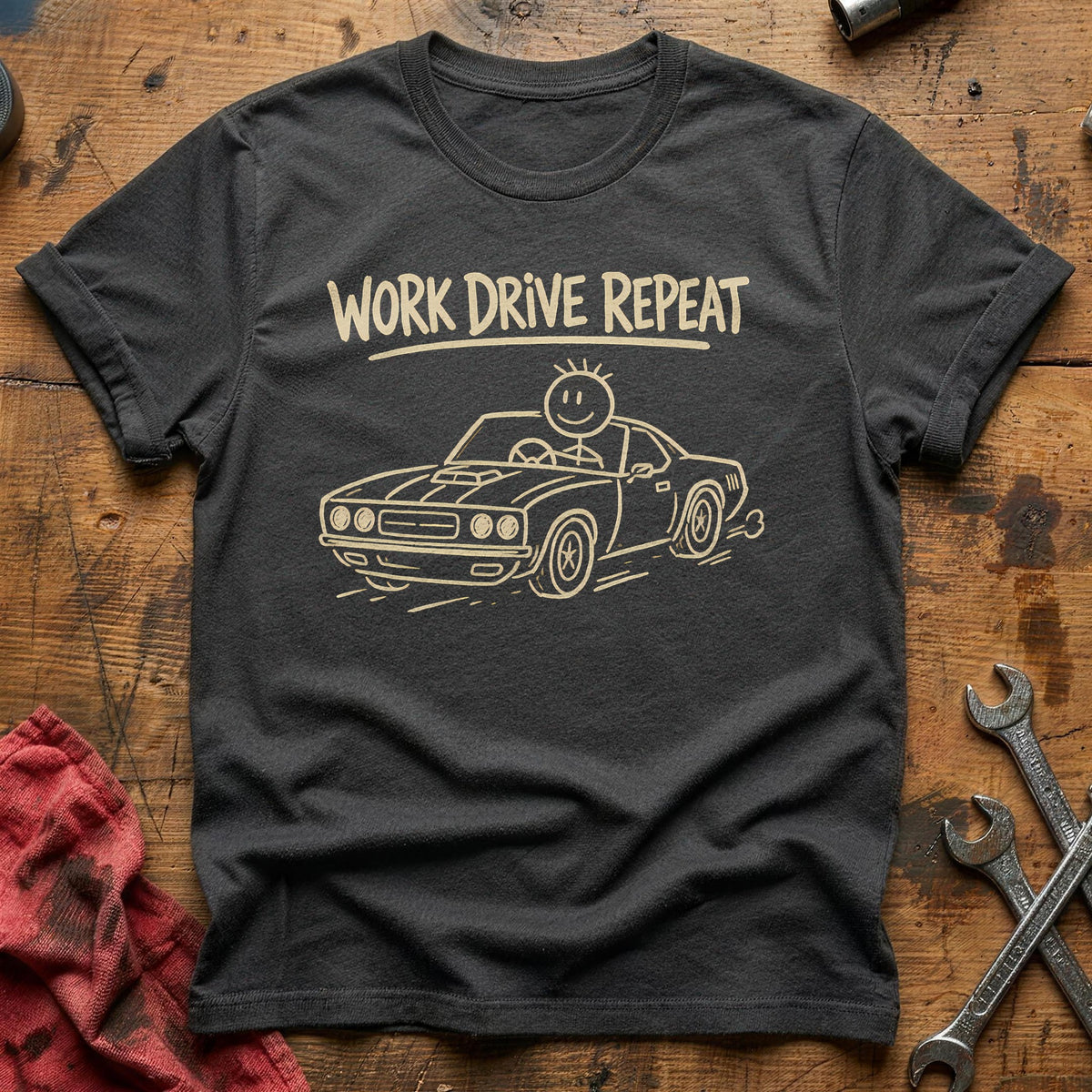 Work Drive Repeat 13 T-Shirt - Charcoal