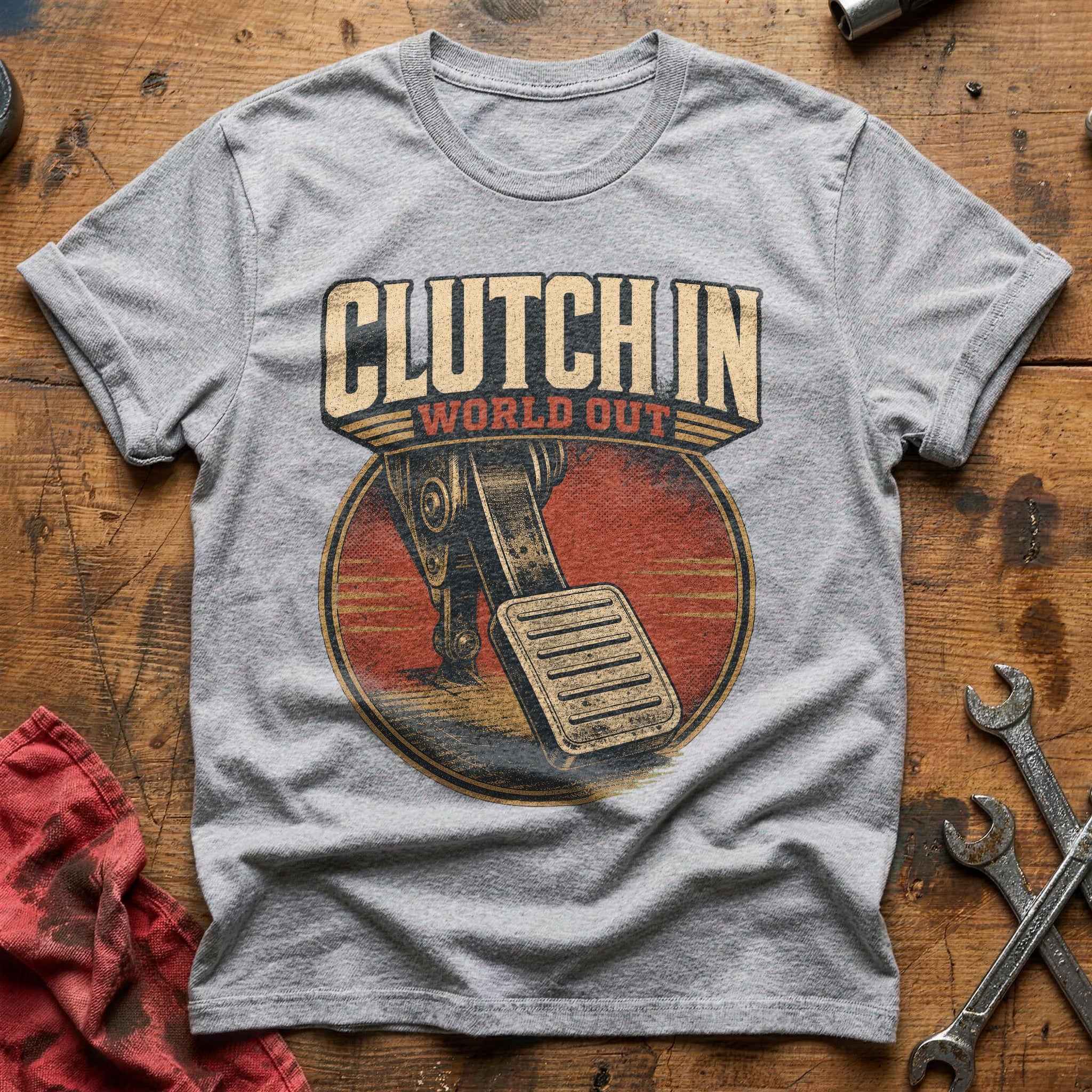 Clutch In, World Out T-Shirt - Sport Grey