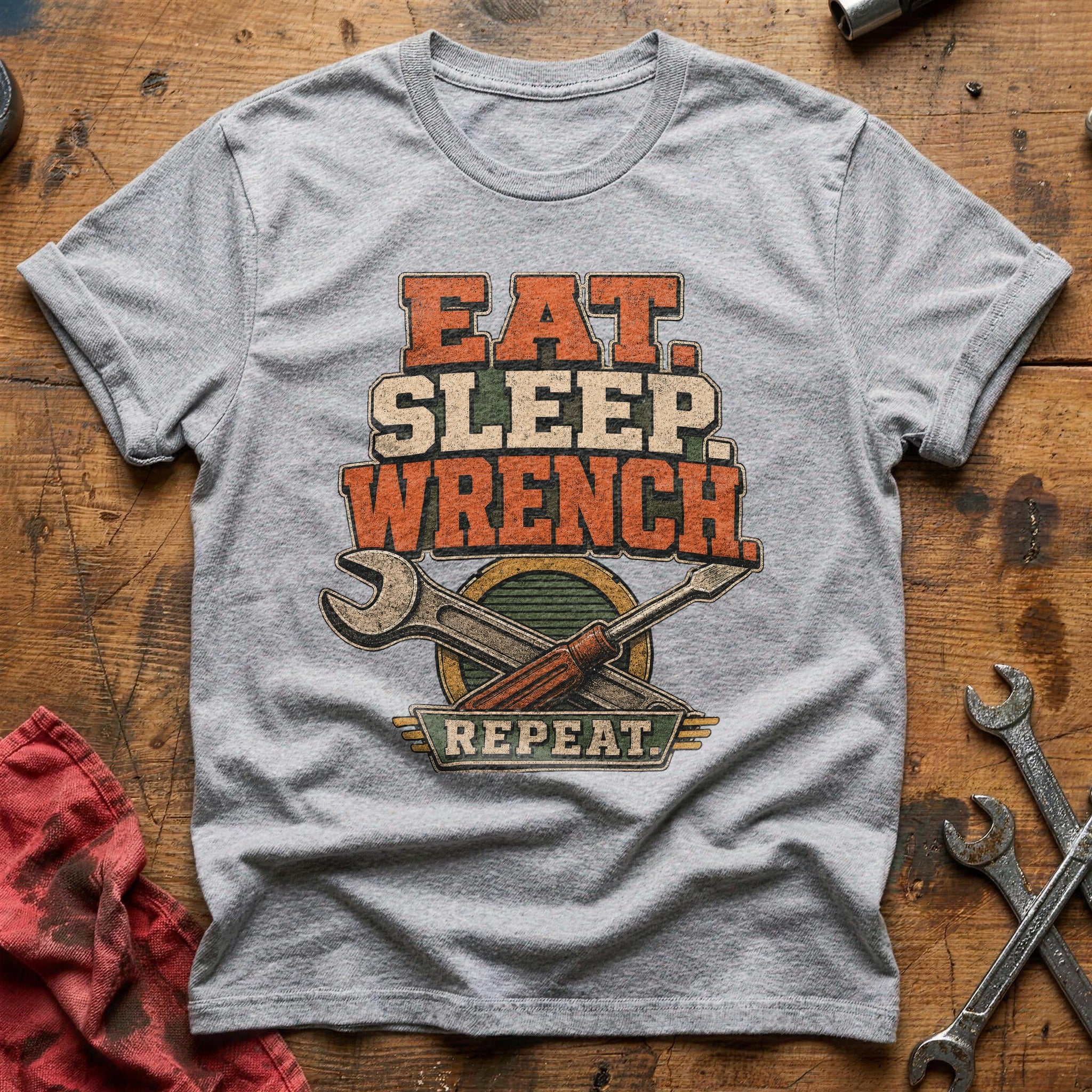 Eat Sleep Wrench Repeat T-Shirt - Sport Grey