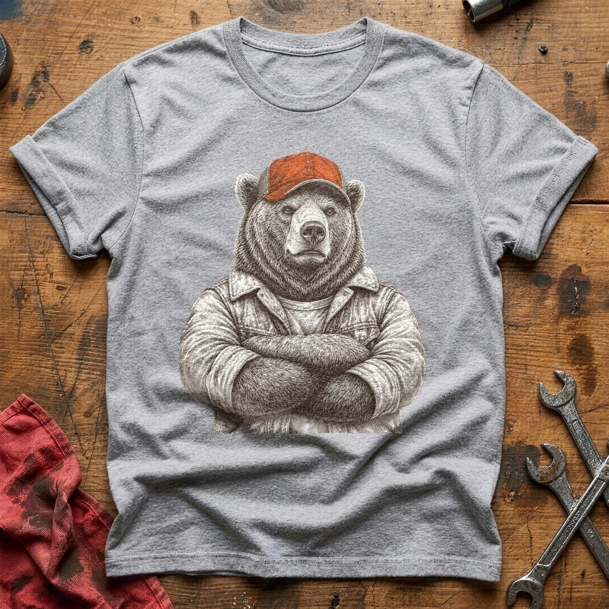 Grease Monkey Grizzly T-Shirt - Sport Grey