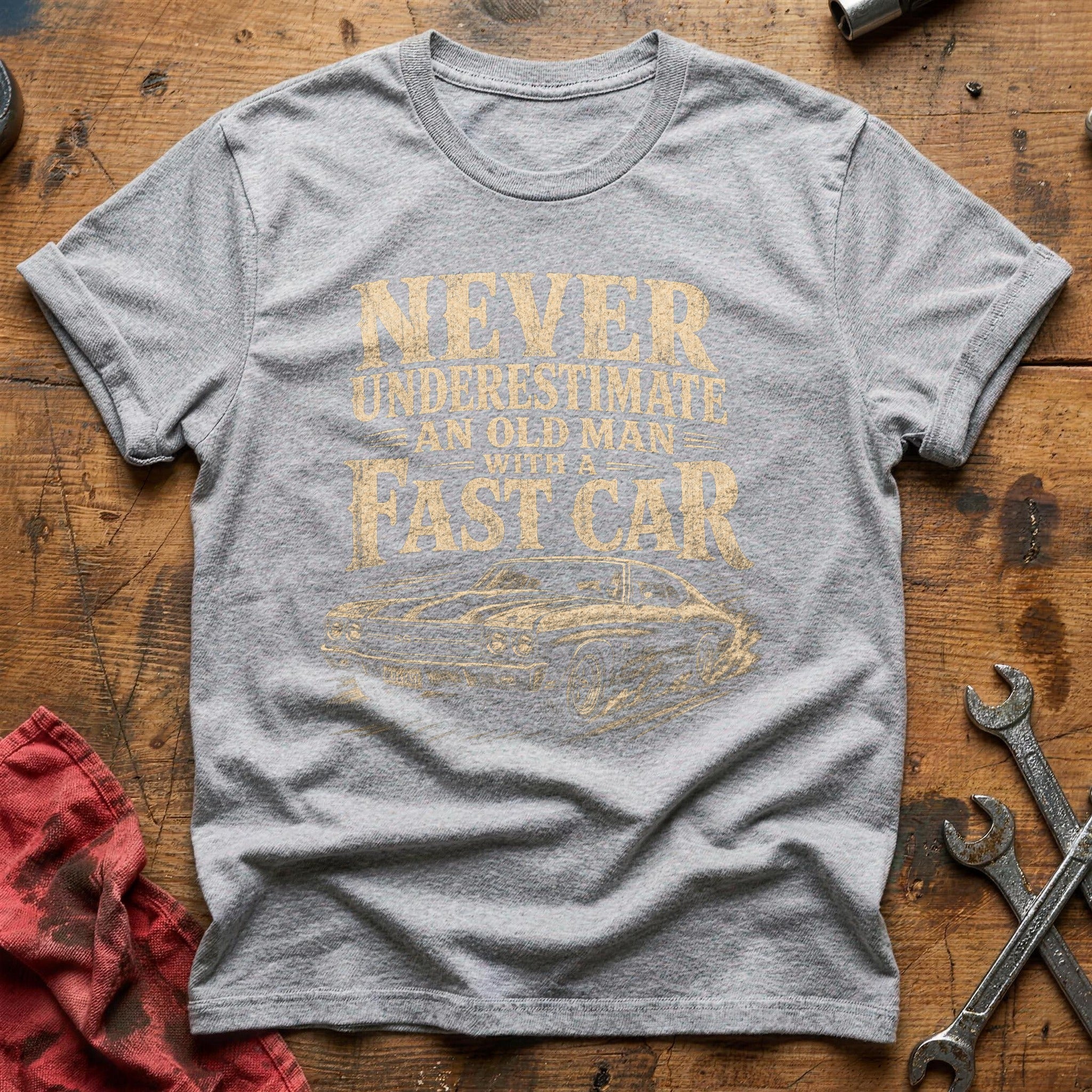 Old Man, Fast Car T-Shirt - Sport Grey
