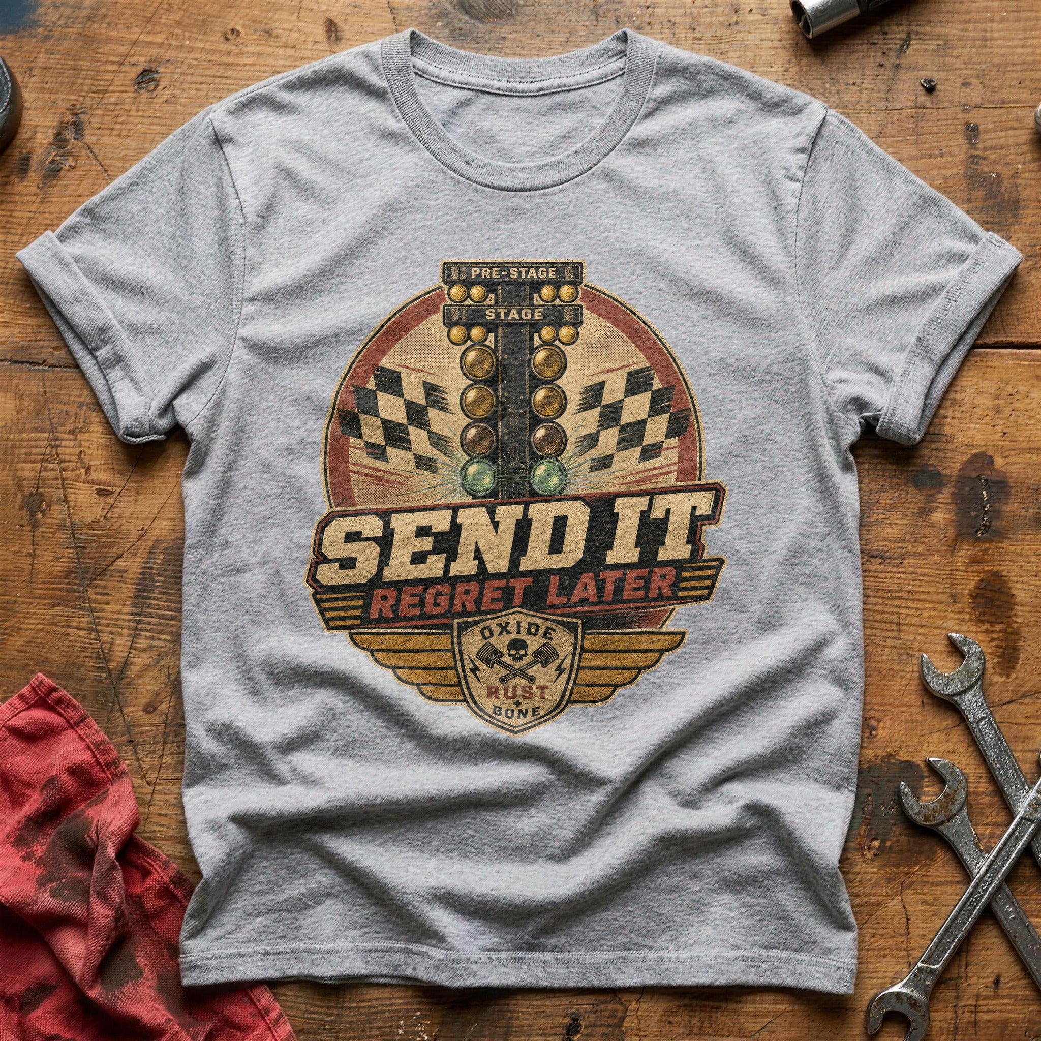 Send It, Regret Later T-Shirt - Sport Grey